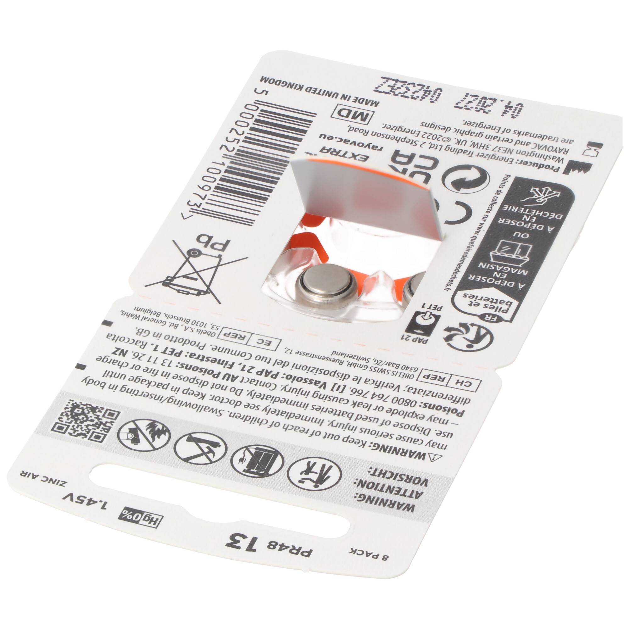 Rayovac HA13 PR48 Hörgeräte Batterien Extra Advanced 8er Sparpack 6 + 2 Gratis 5000252100973, Lieferung besteht aus 8 S