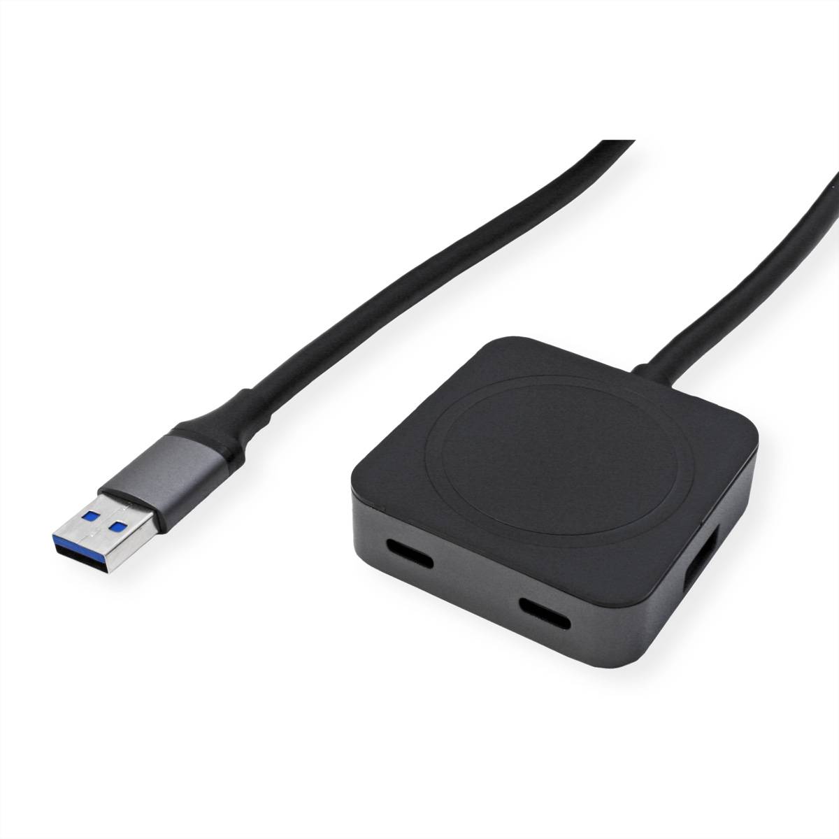 VALUE USB 3.2 Gen 1 Hub, 4 Ports (2x USB-A + 2x USB-C), mit Verlängerungskabel, schwarz, 10 m