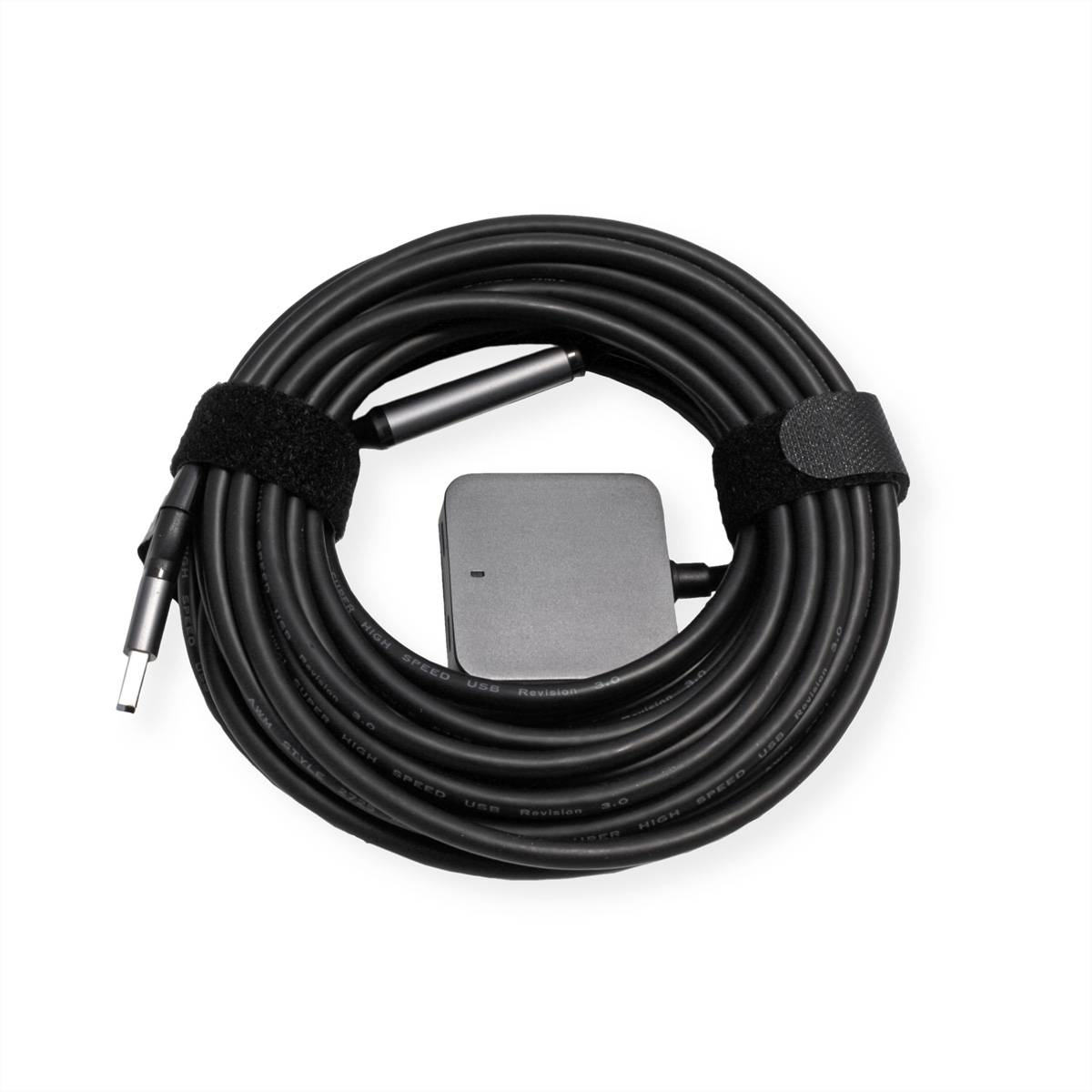 VALUE USB 3.2 Gen 1 Hub, 4 Ports (2x USB-A + 2x USB-C), mit Verlängerungskabel, schwarz, 10 m