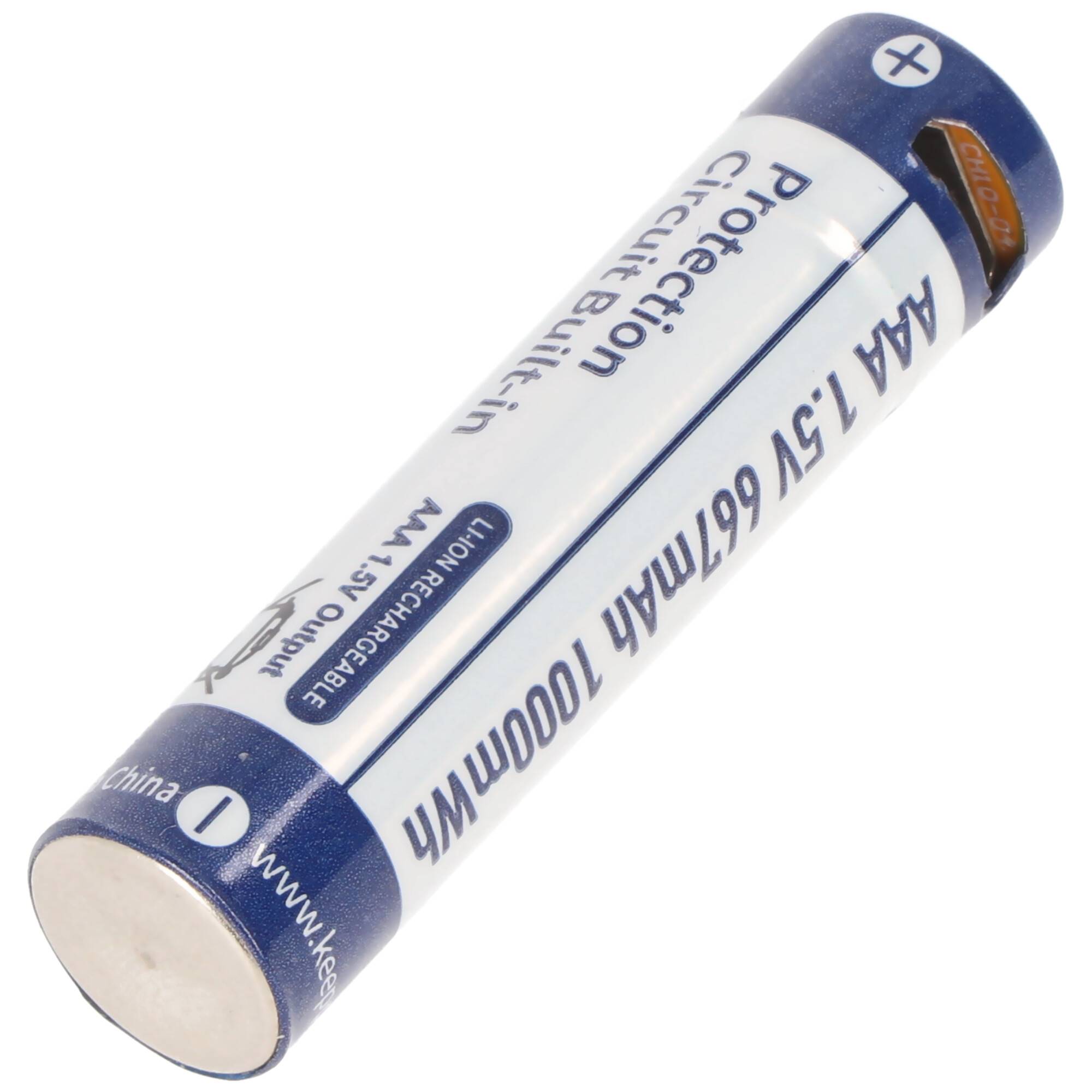 2 Stück Keeppower AAA 1,5V 1000mWh Lithium Ionen Akku, Micro, AAA, LR03, mit USB-Ladebuchse, wiederaufladbar über micro