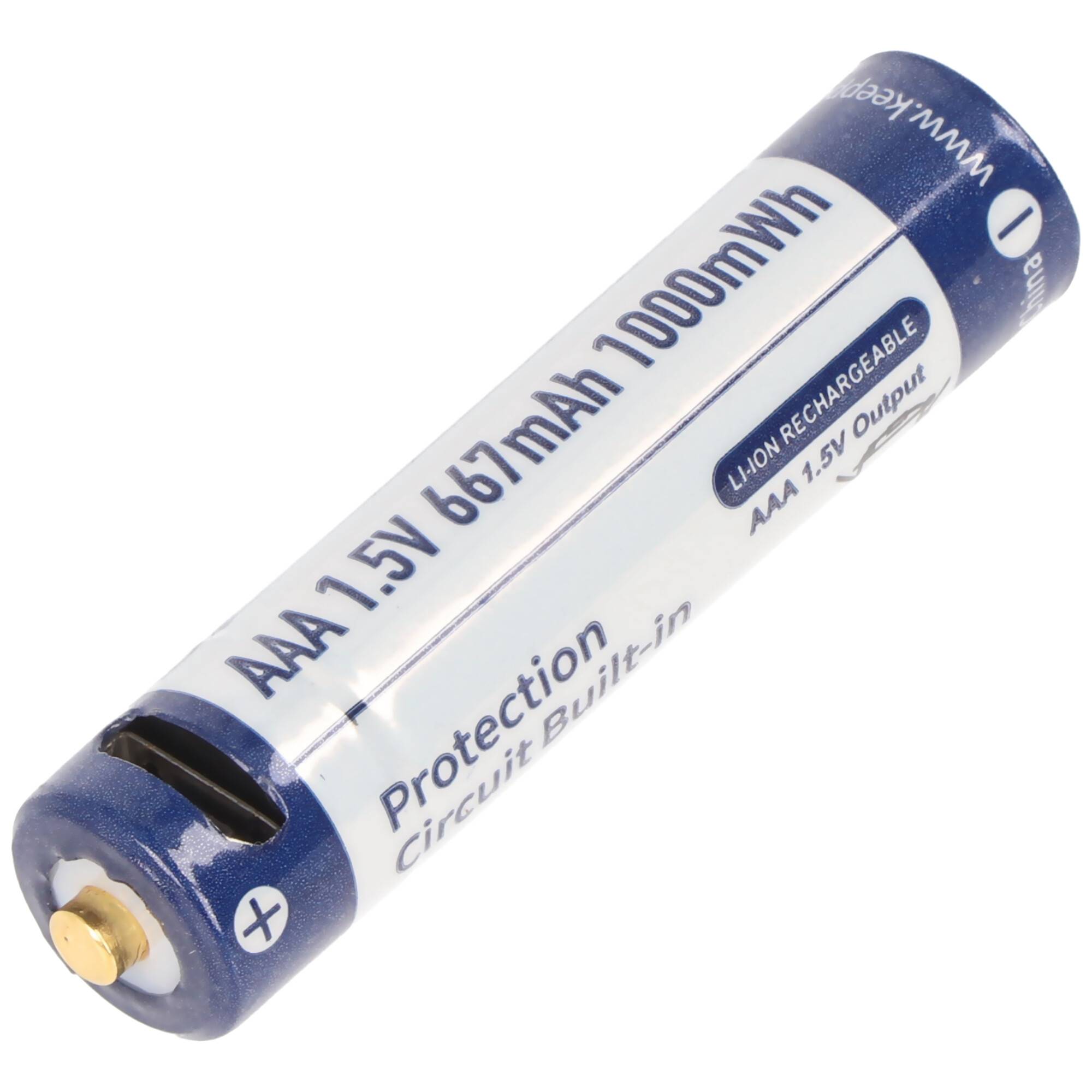 4 Stück Keeppower AAA 1,5V 1000mWh Lithium Ionen Akku, Micro, AAA, LR03, mit USB-Ladebuchse, wiederaufladbar über micro