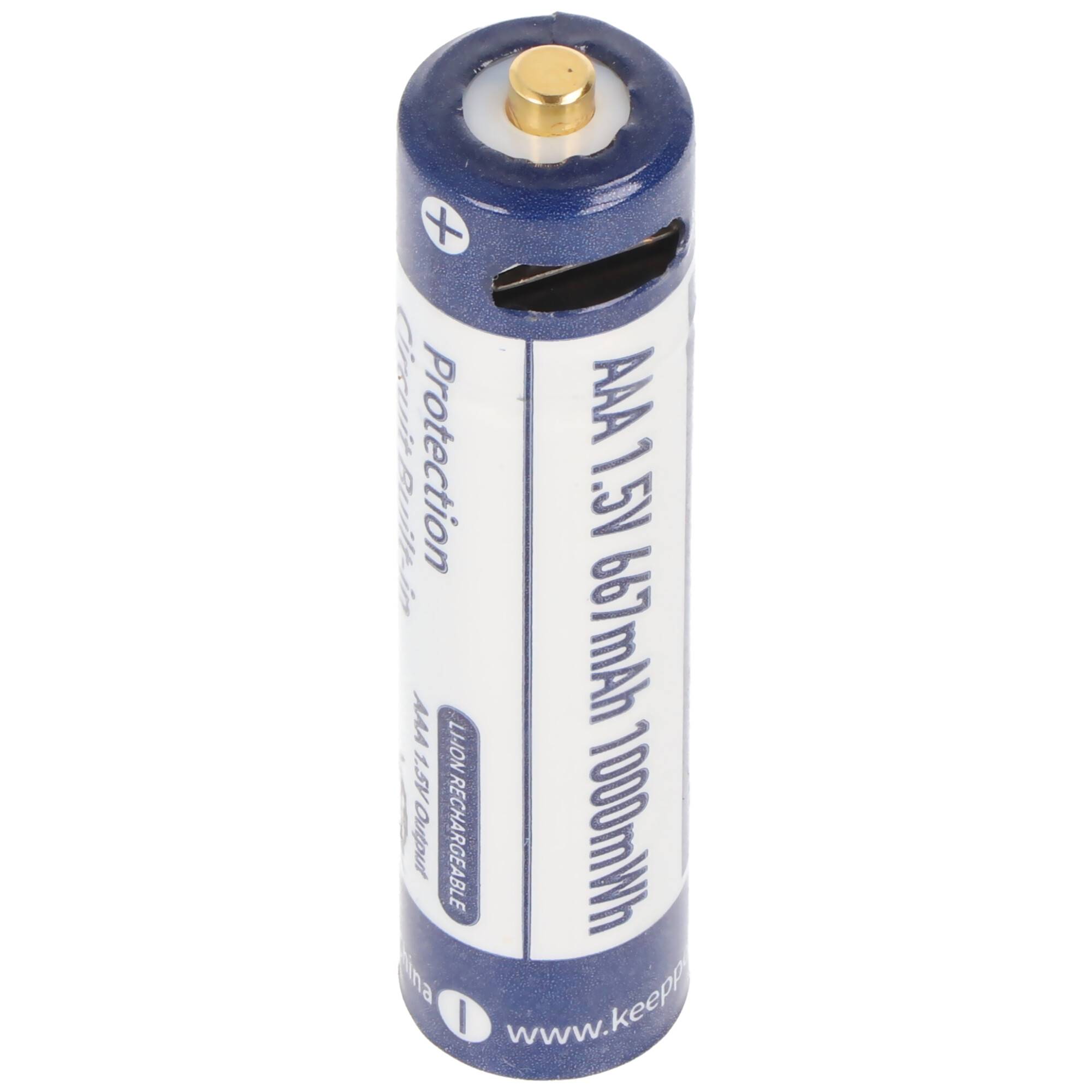 4 Stück Keeppower AAA 1,5V 1000mWh Lithium Ionen Akku, Micro, AAA, LR03, mit USB-Ladebuchse, wiederaufladbar über micro