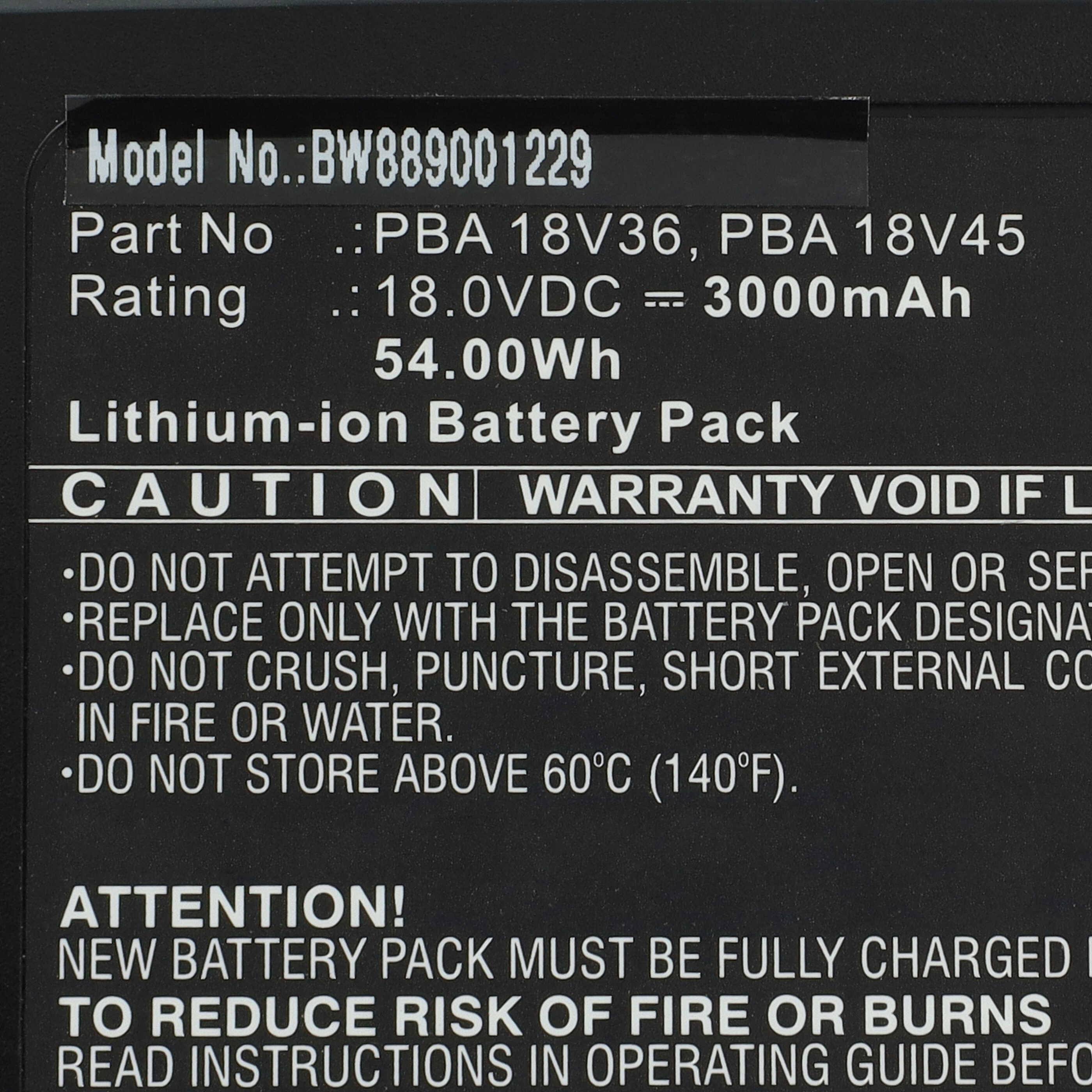 vhbw Akku Ersatz für Gardena 14902-2, 14902-20, 14903-20, 14903 für Rasenmäher Tauchpumpe Akku-Gartengerät (3000mAh, 18V, Li-Ion)