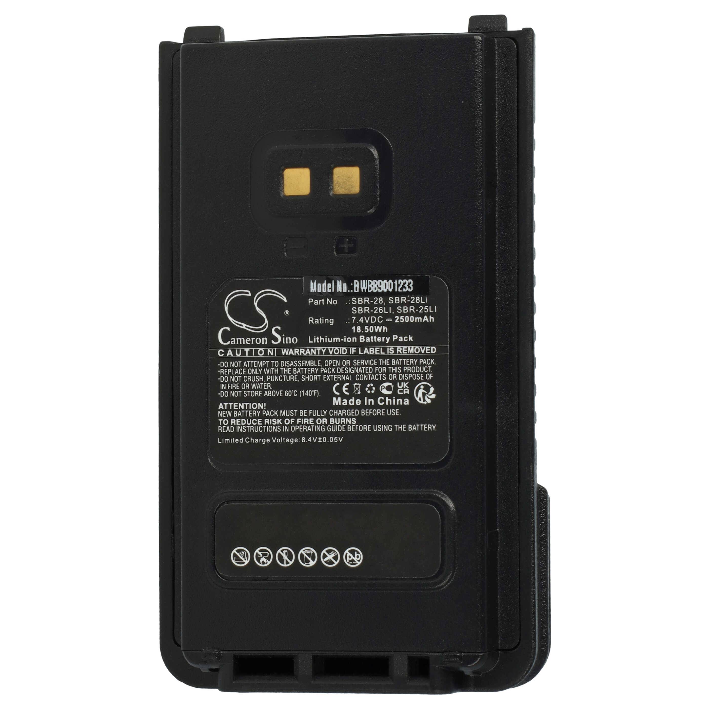 vhbw Akku kompatibel mit Yaesu FTA-250L, FT-25E, FT-65E Funkgerät, Walkie Talkie (2500 mAh, 7,4 V, Li-Ion)