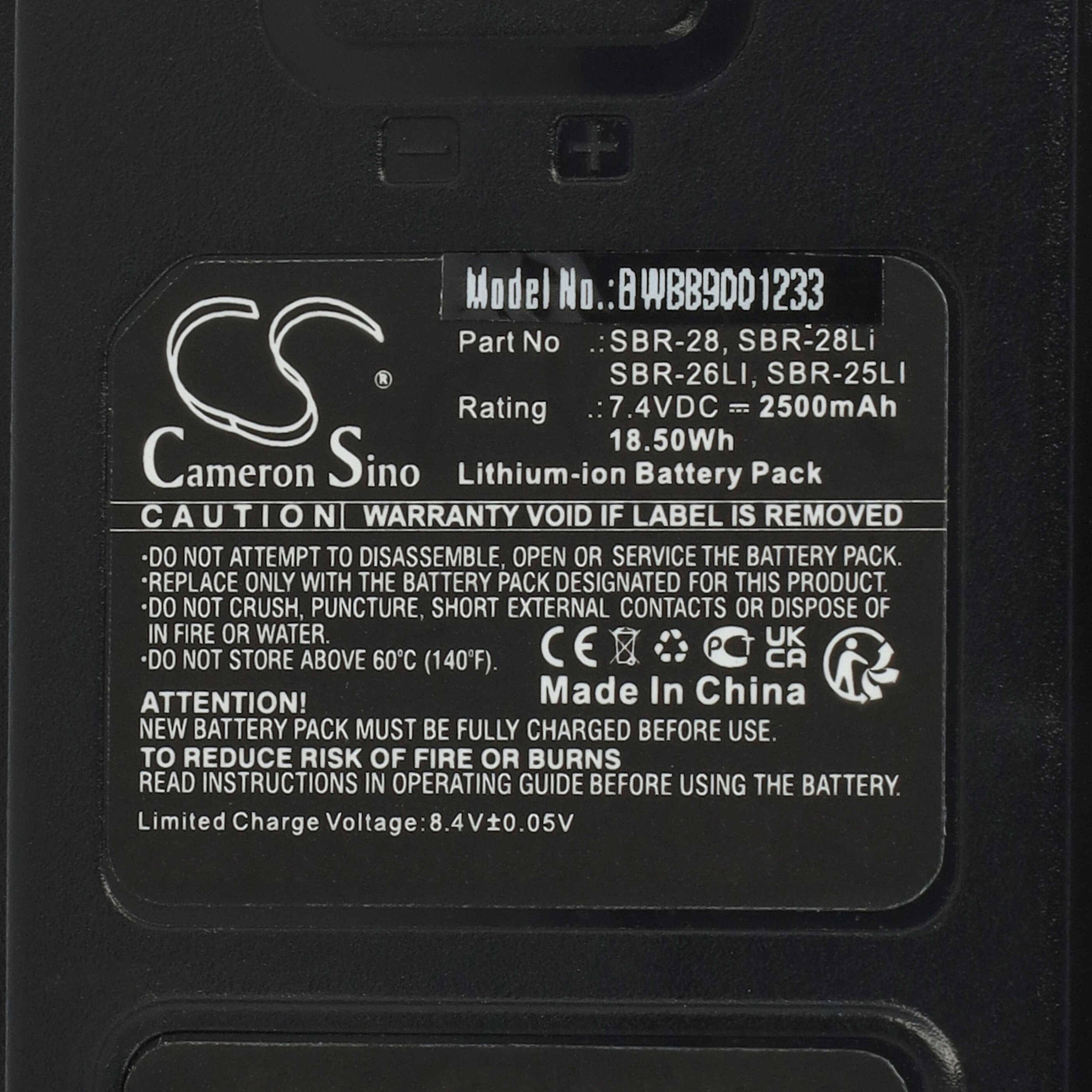 vhbw Akku Ersatz für Yaesu SBR-25LI, SBR-26LI für Funkgerät, Walkie Talkie (2500 mAh, 7,4 V, Li-Ion)