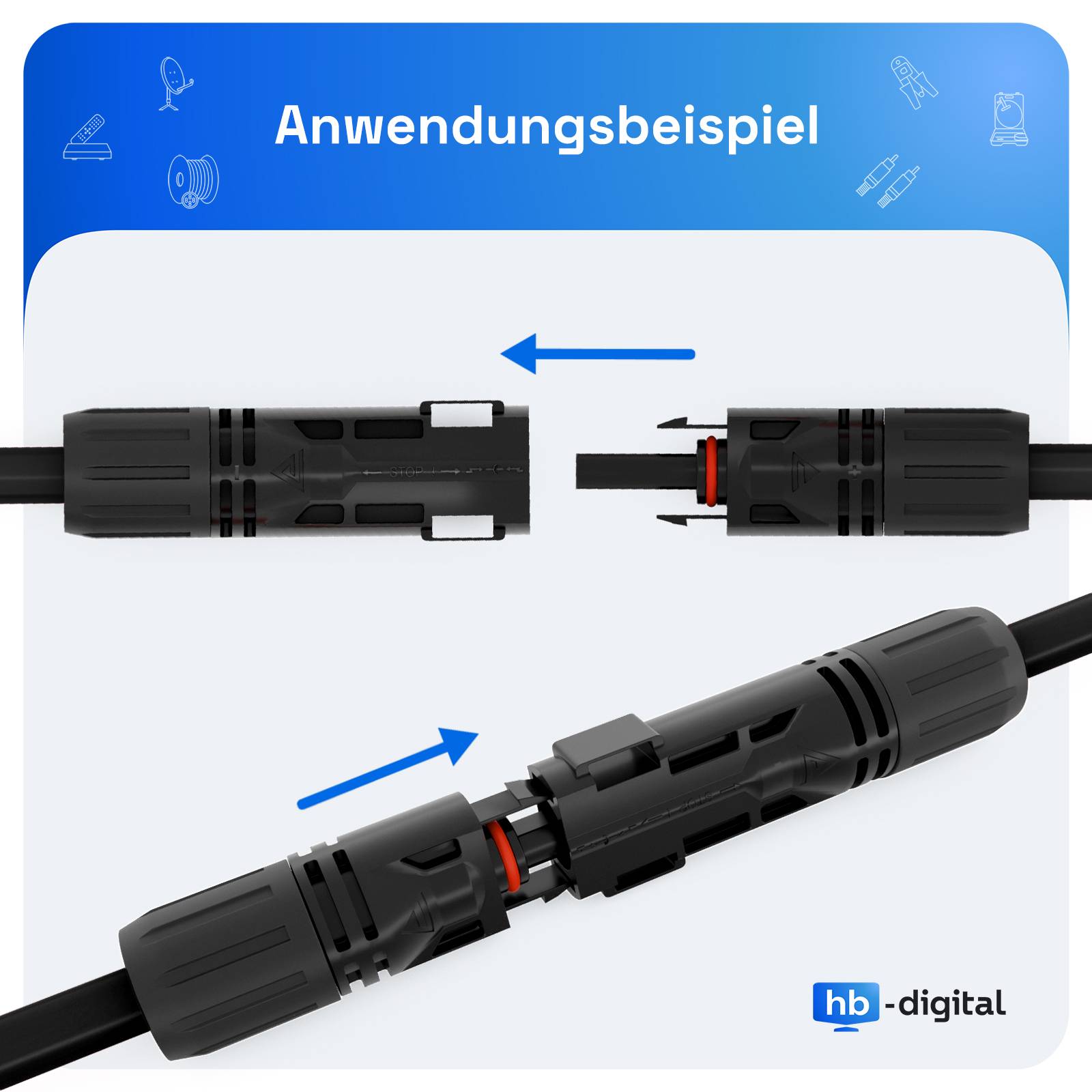 hb-digital Solar Stecker Verteiler Y-Typ 2-fach Solarkabel Steckverbinder für Solarpanel