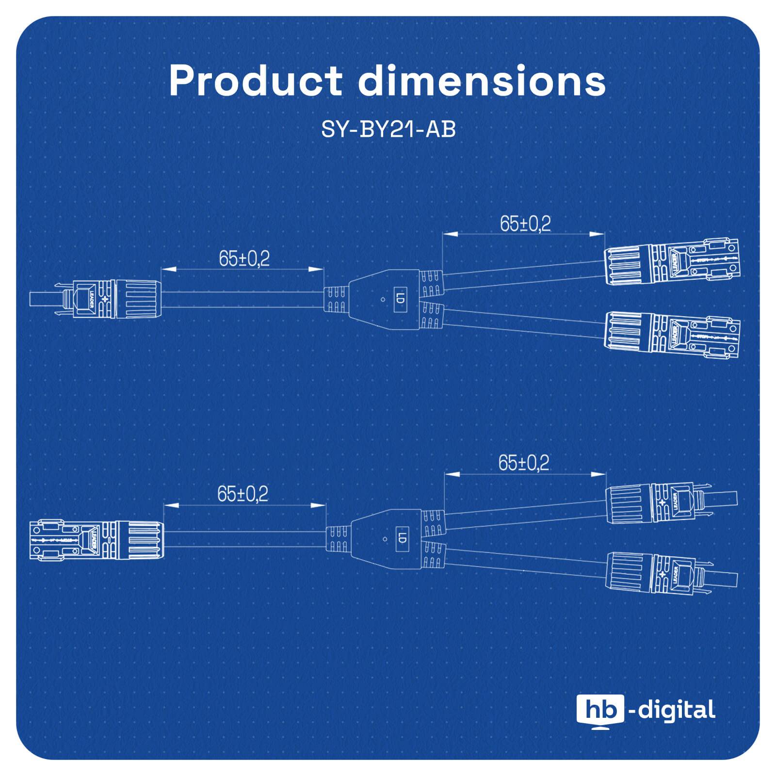 hb-digital Solar Stecker Verteiler Y-Typ 2-fach Solarkabel Steckverbinder für Solarpanel