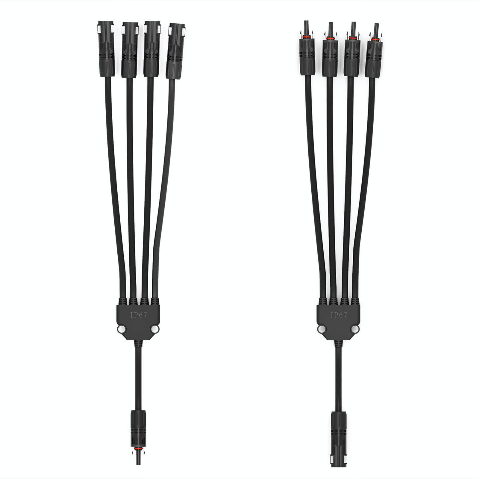 hb-digital PV Steckverbinder Verteiler Y-Typ 4-fach Photovoltaik Verbinder für PV Module