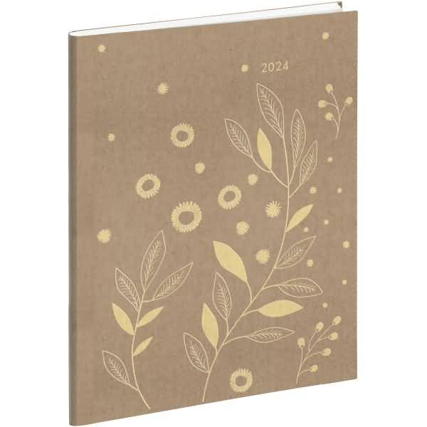 Buchkalender Eurotime 18 15x17cm Kraft Pflanze 2025