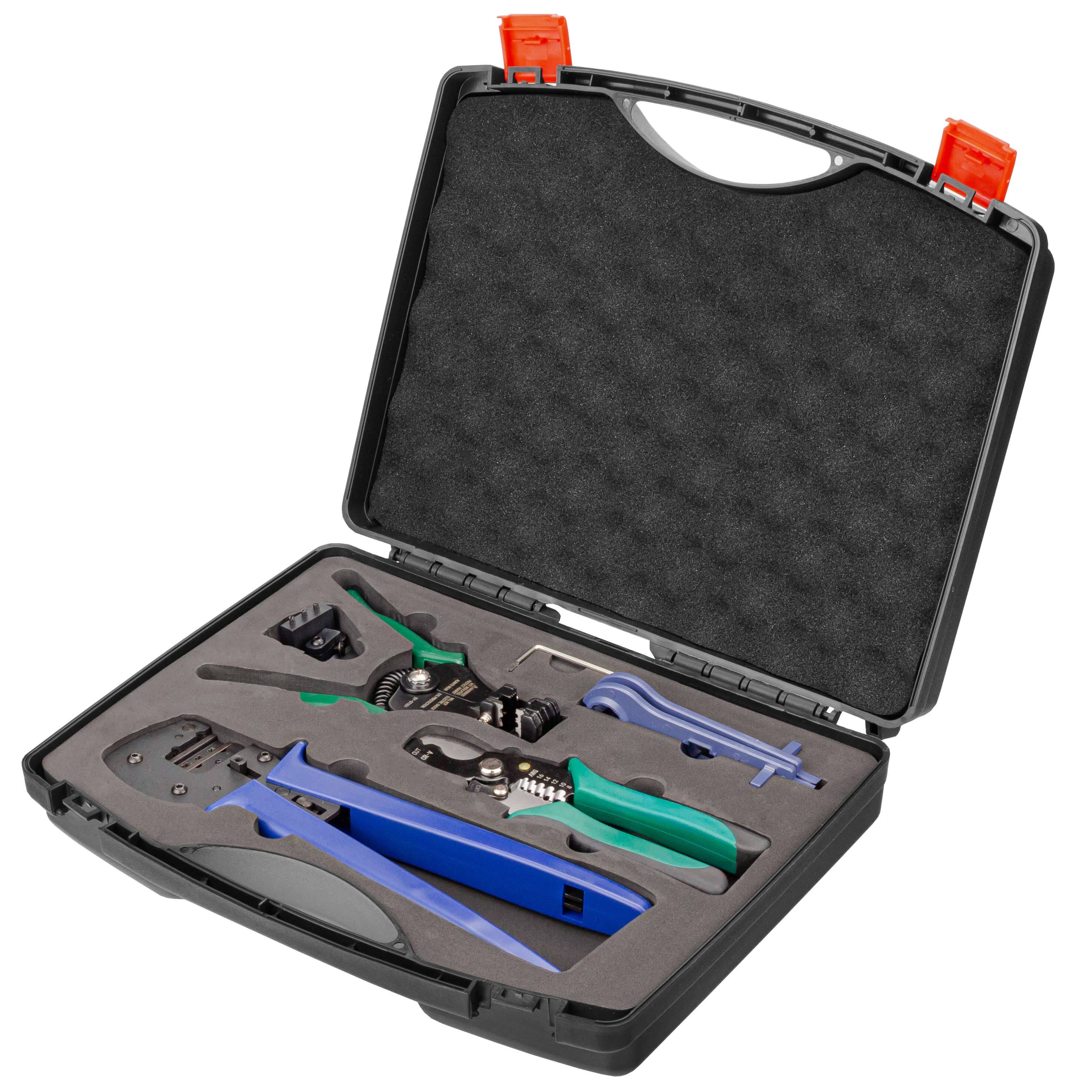 hb-digital Solarkit Photovoltaik Werkzeugset im Koffer Crimpzange Kabelabisolierer Kabelschneider Spannschlüssel