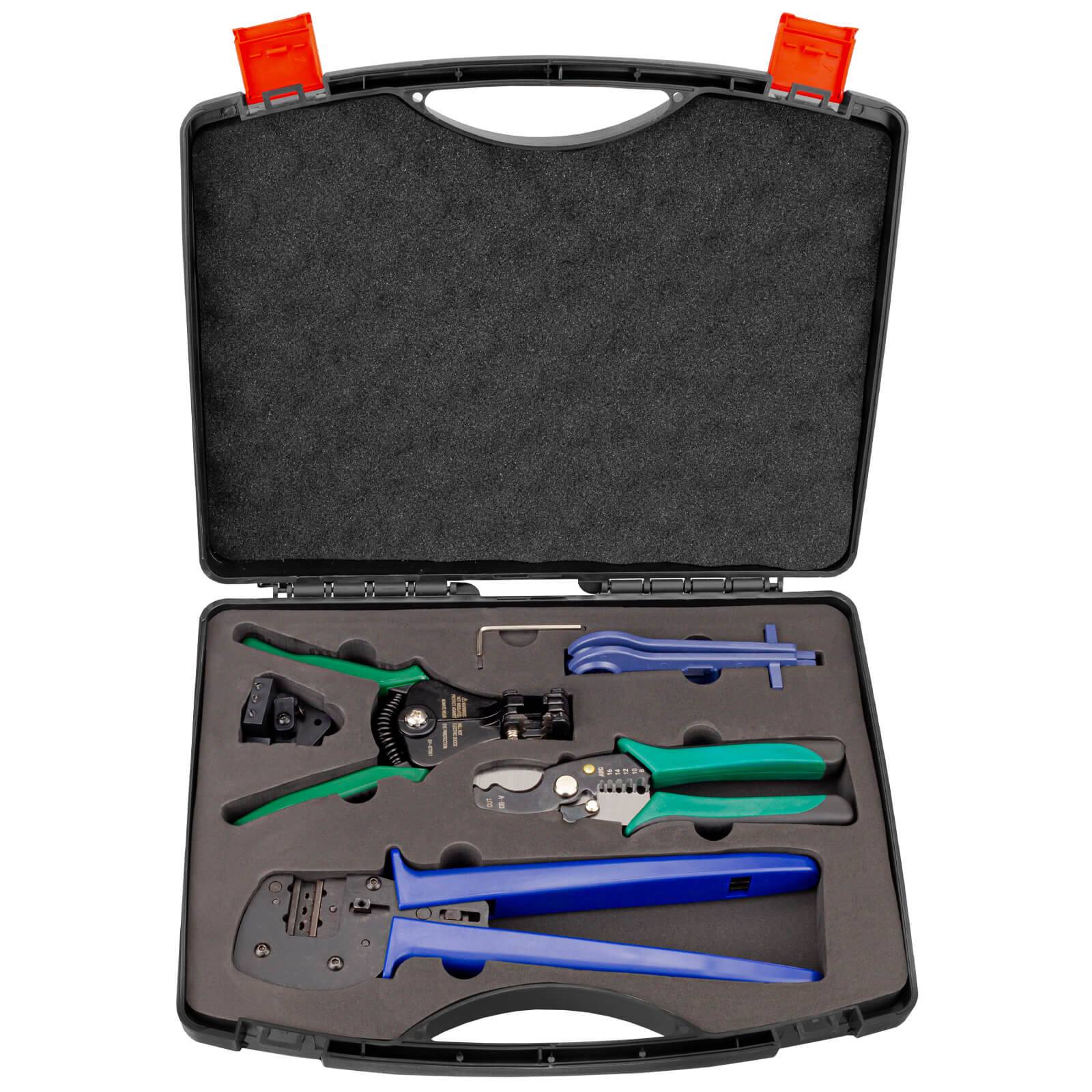 hb-digital Solarkit Photovoltaik Werkzeugset im Koffer Crimpzange Kabelabisolierer Kabelschneider Spannschlüssel