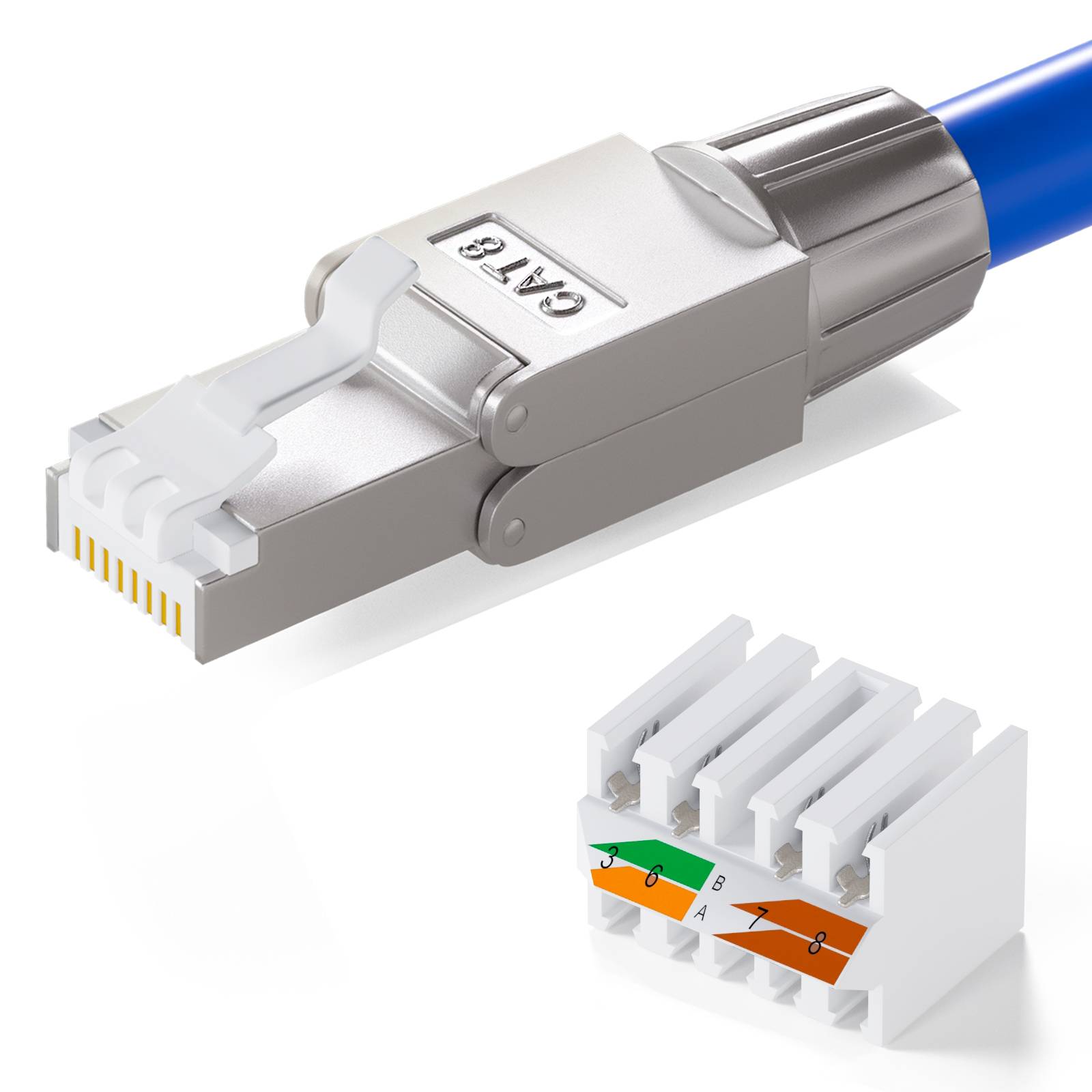 hb-digital 32x Netzwerkstecker CAT 8 RJ45 LSA STP Zinklegierung schmal