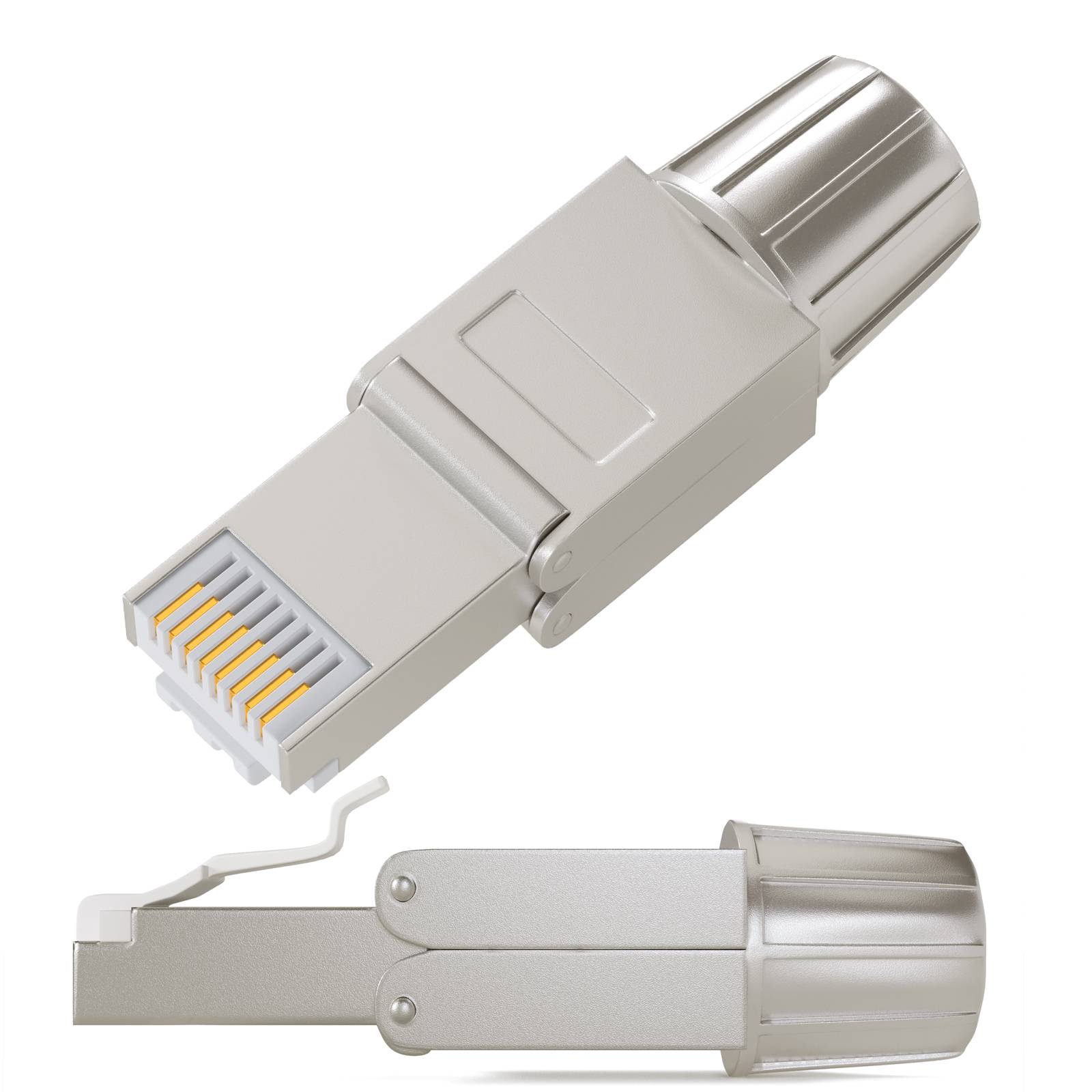 hb-digital 48x Netzwerkstecker CAT 8 RJ45 LSA STP Zinklegierung schmal