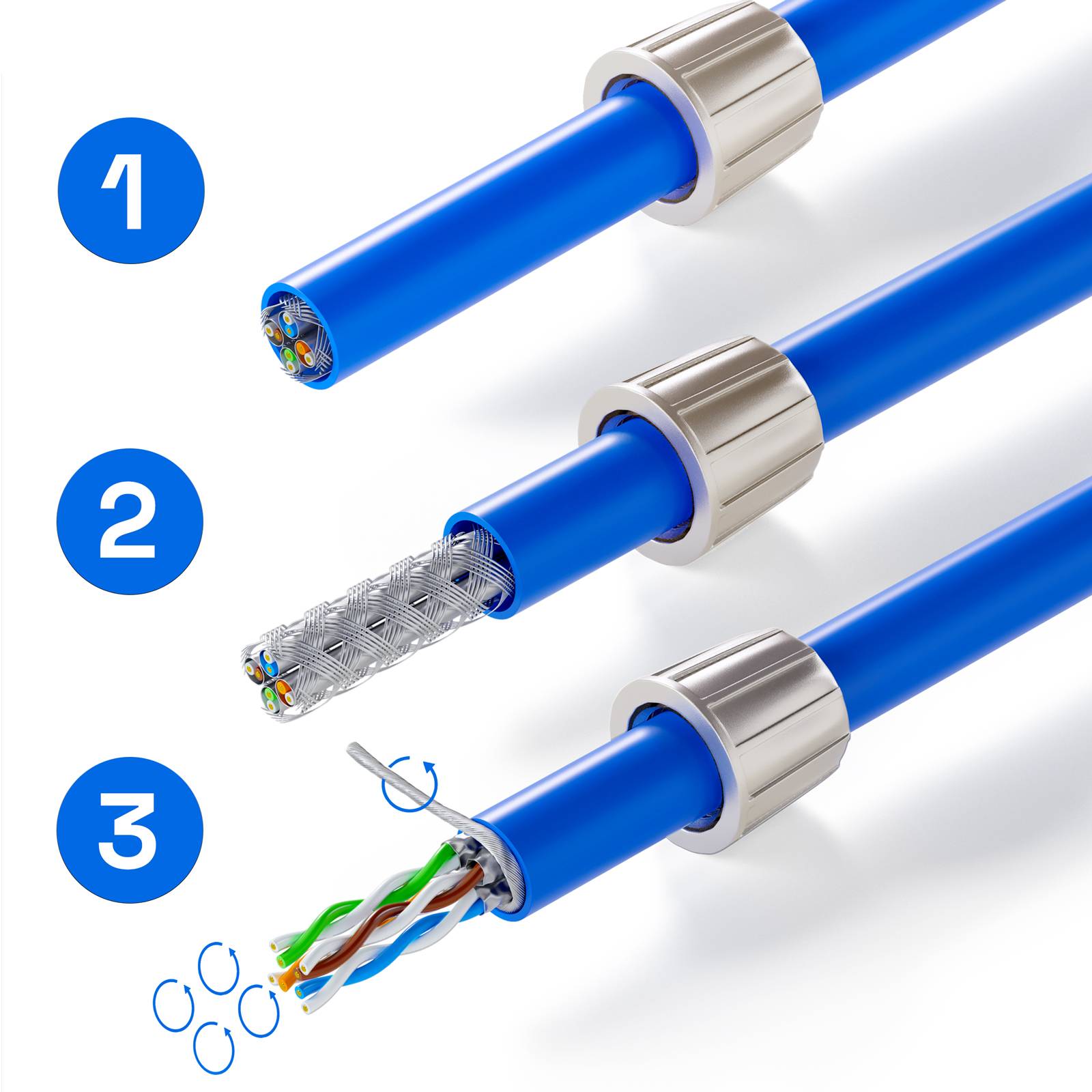 hb-digital Netzwerk Steckverbinder CAT 8 RJ45 LSA STP Zinklegierung schmal 2 Stk.
