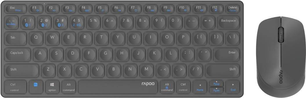 Rapoo Kabelloses Multimodus Desktop Set "9600M", DE-Layout, Grau kabellose