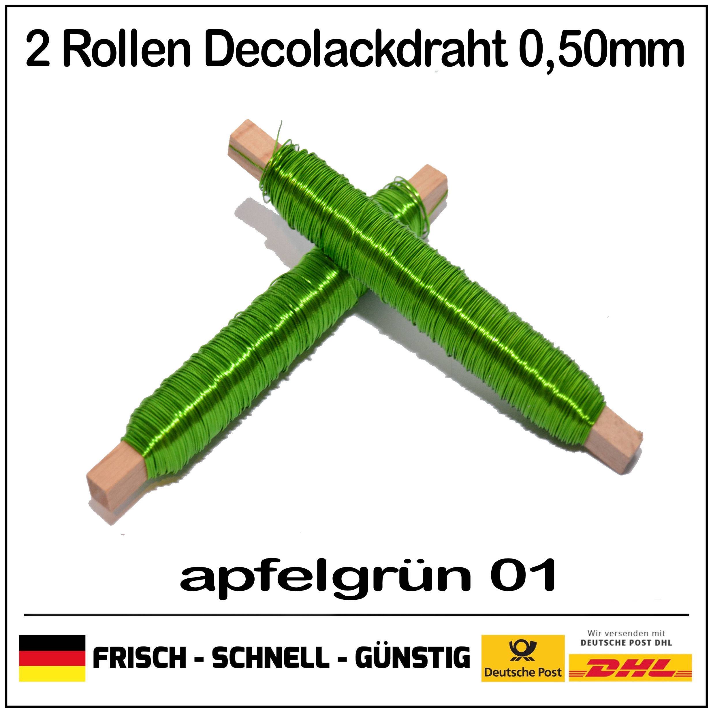 2x Decolackdraht Bindedraht Wickeldraht Blumendraht apfelgrün ca. 0,50 mm 50 m