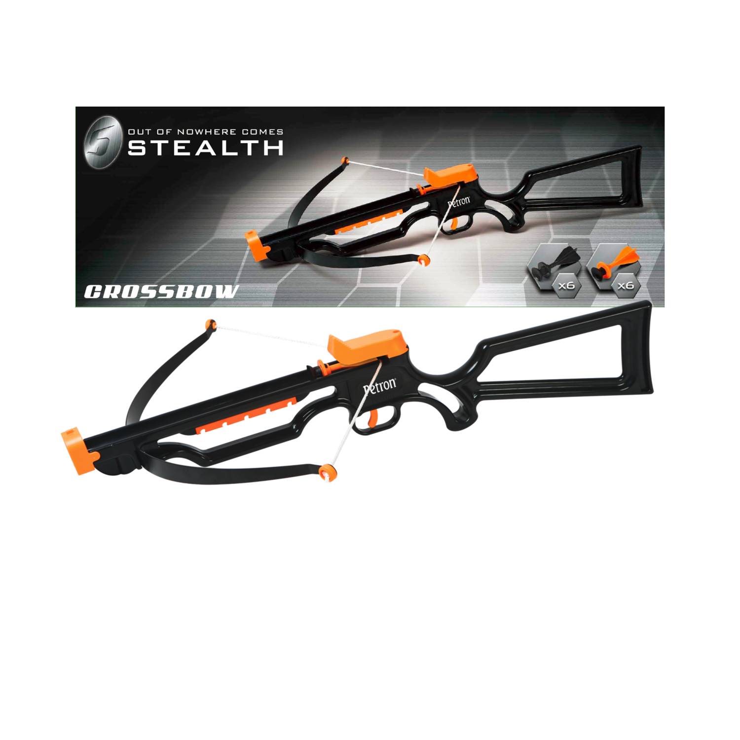 Petron S162/1 STEALTH Crossbow Sport Armbrust inkl. 12 Pfeile, schwarz/orange