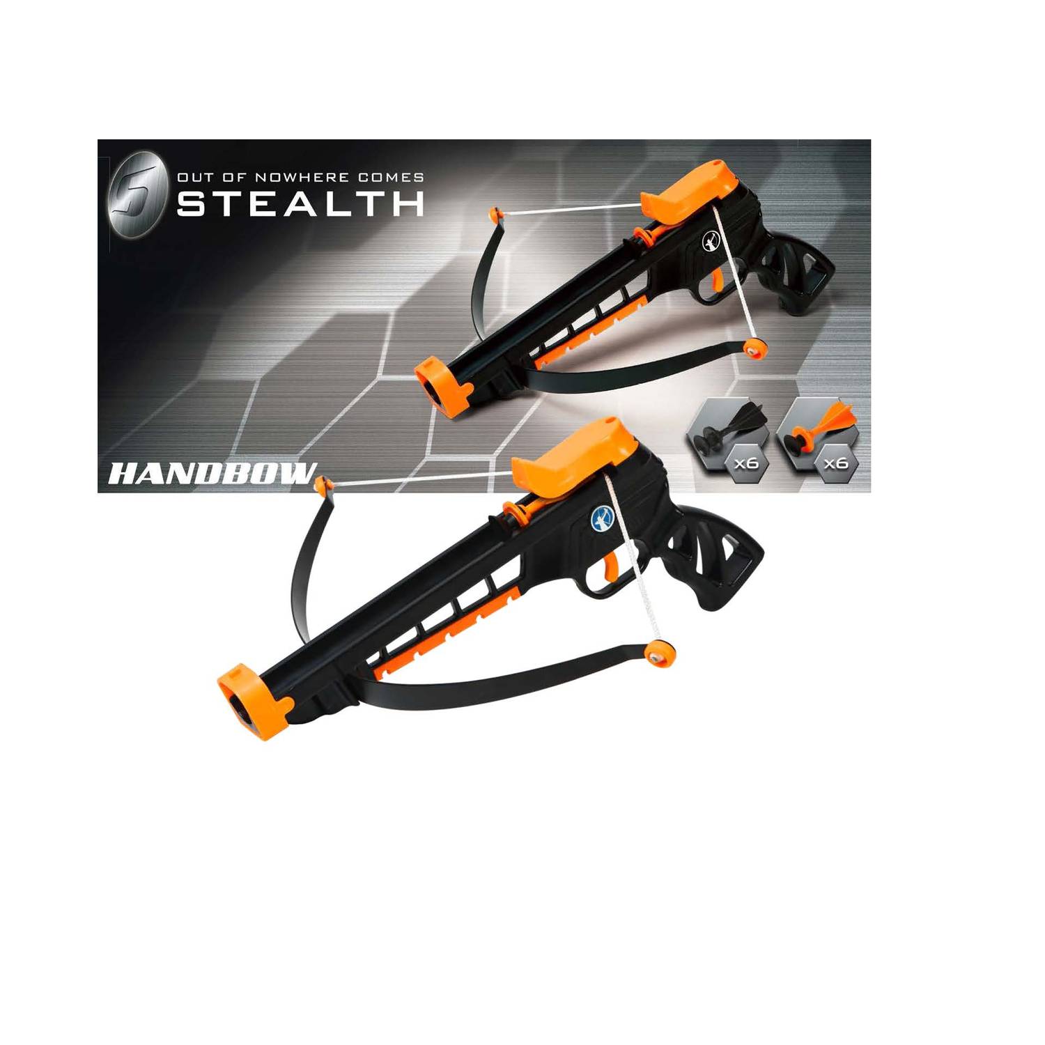 Petron S162/2 STEALTH Handbow Sport Handarmbrust mit 12 Pfeilen, schwarz/orange