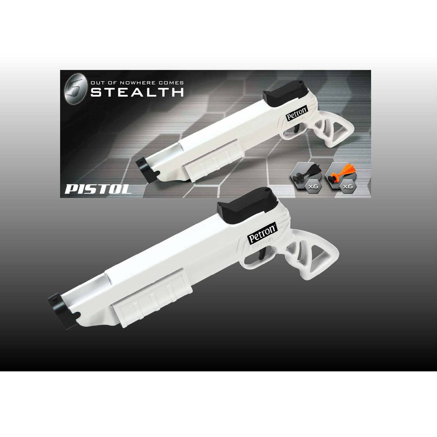 Petron S162/4 STEALTH Sport Pump Action Pistole mit 12 Pfeilen, weiß