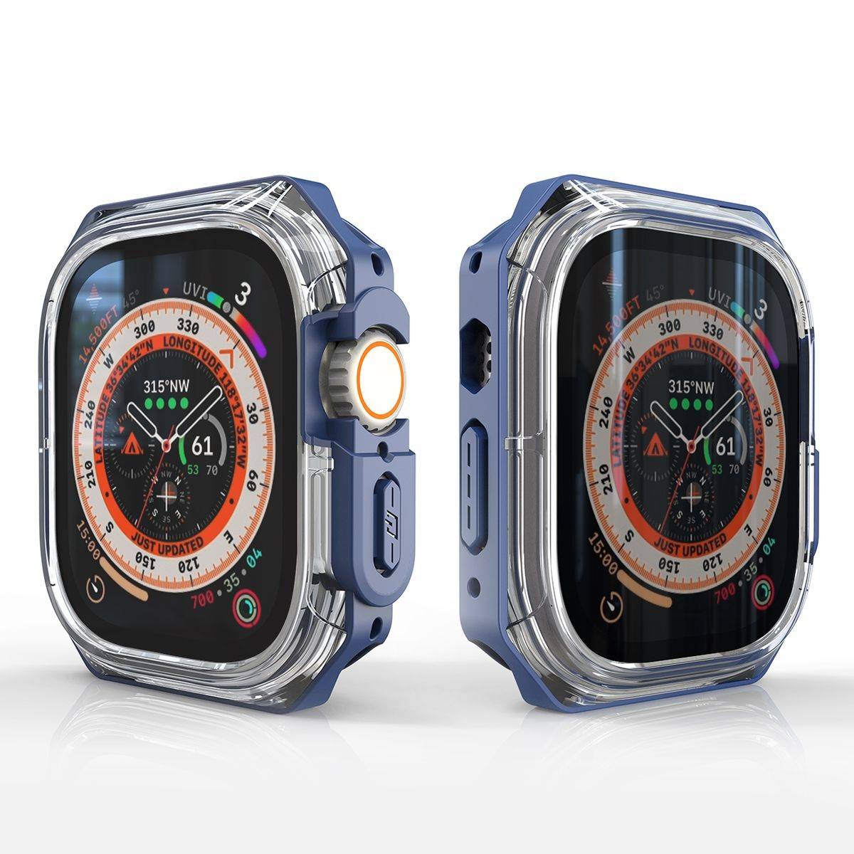 Für Apple Watch Ultra 1 + 2 49mm Uhr Gehäuse Silikon Schutz Hülle Blau