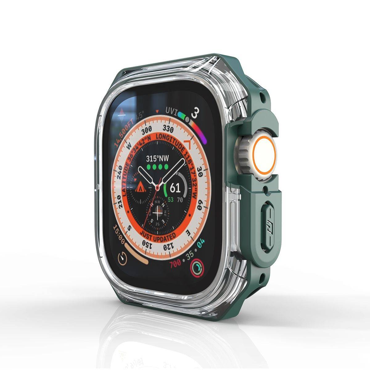 Für Apple Watch Ultra 1 + 2 49mm Uhr Gehäuse Silikon Schutz Hülle Grün