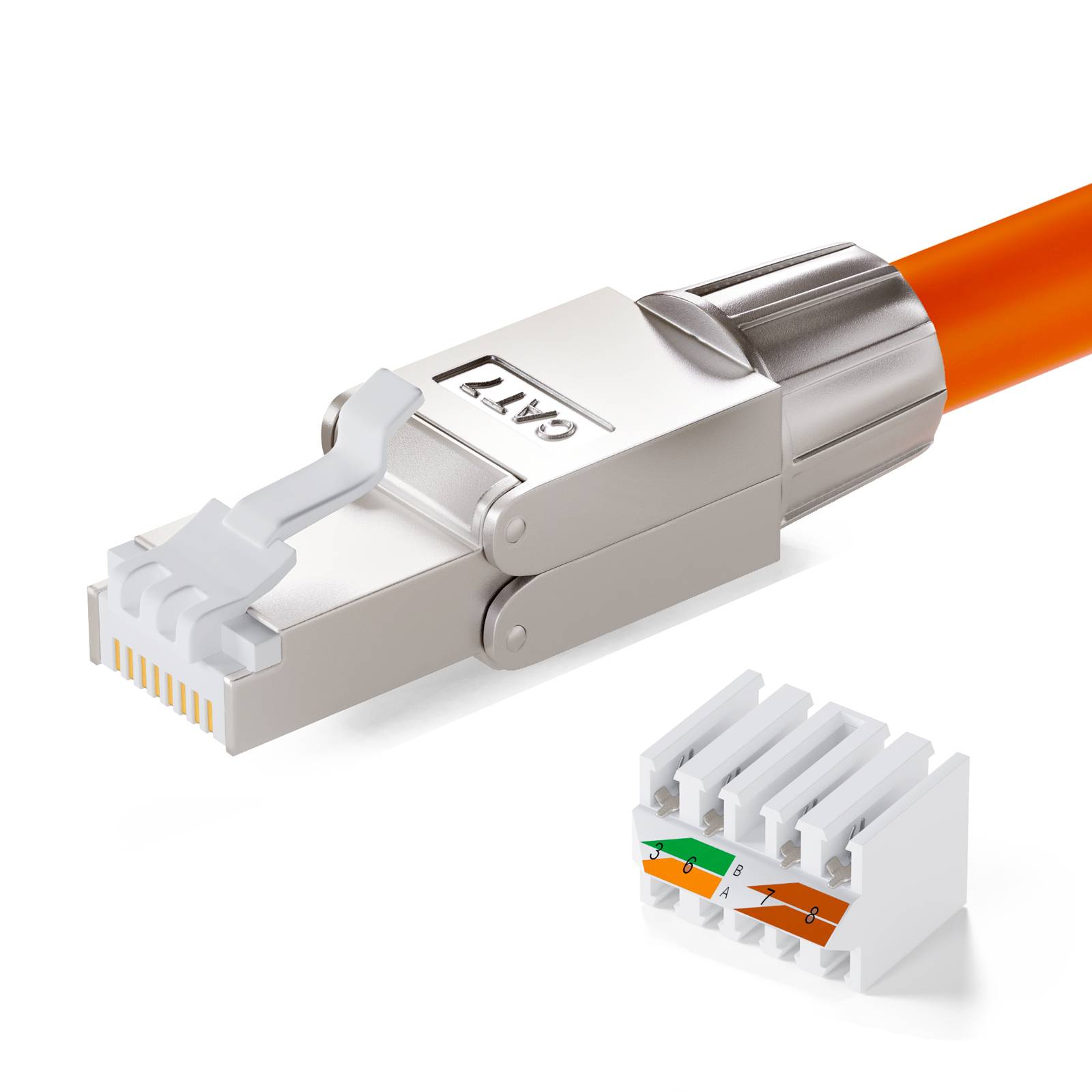 hb-digital Netzwerkstecker CAT7 RJ45 Stecker LAN Stecker LSA STP Zinklegierung schmal