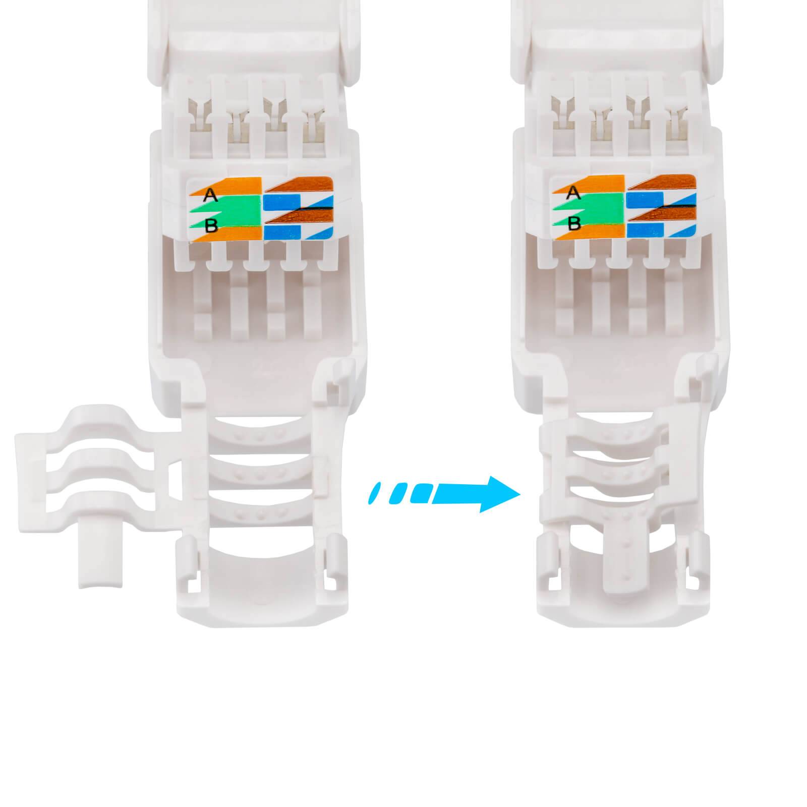 hb-digital Netzwerkstecker CAT 6 RJ45 Steckverbinder LSA UTP mit Knickschutz Kunststoff weiß