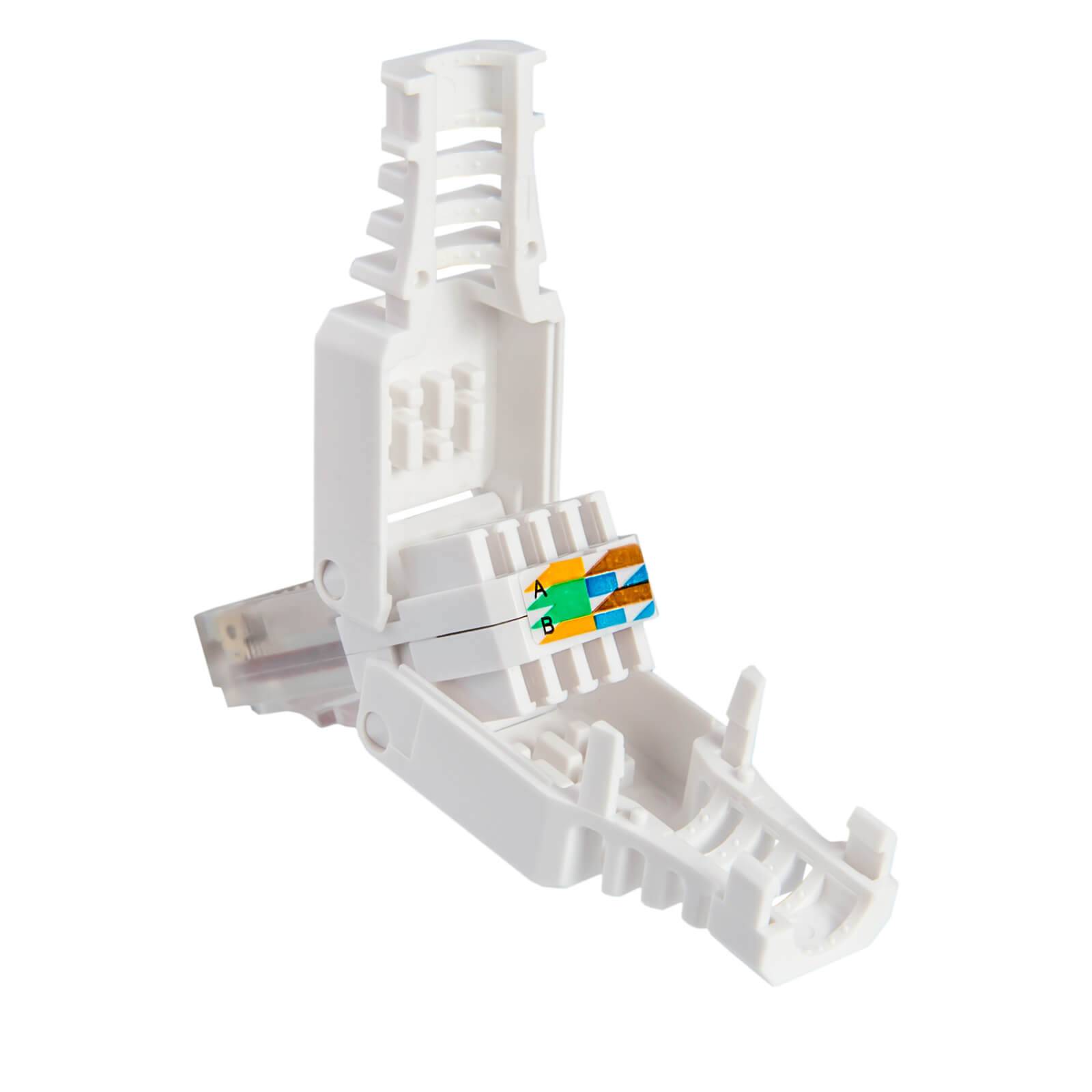 hb-digital Netzwerkstecker CAT 6 RJ45 Steckverbinder LSA UTP mit Knickschutz Kunststoff weiß