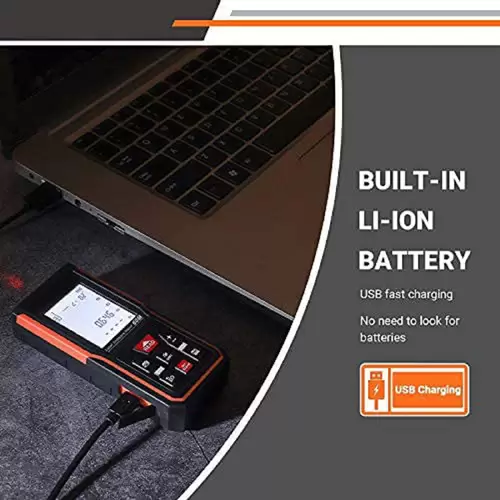 TACKLIFE S5-60, 60 m Laser-Entfernungsmesser, Lasermessgerät, USB-Aufladung, ±2 mm Genauigkeit, elektronischer Winkelsensor, 99 Speicher, m/in/ft/ft TACKLIFE S5-60, 60 m Laser-Entfernungsmesser, Lasermessgerät, USB-Aufladung, ±2 mm Genauigkeit, elektronischer Winkelsensor, 99 Speicher, m/in/ft/ft