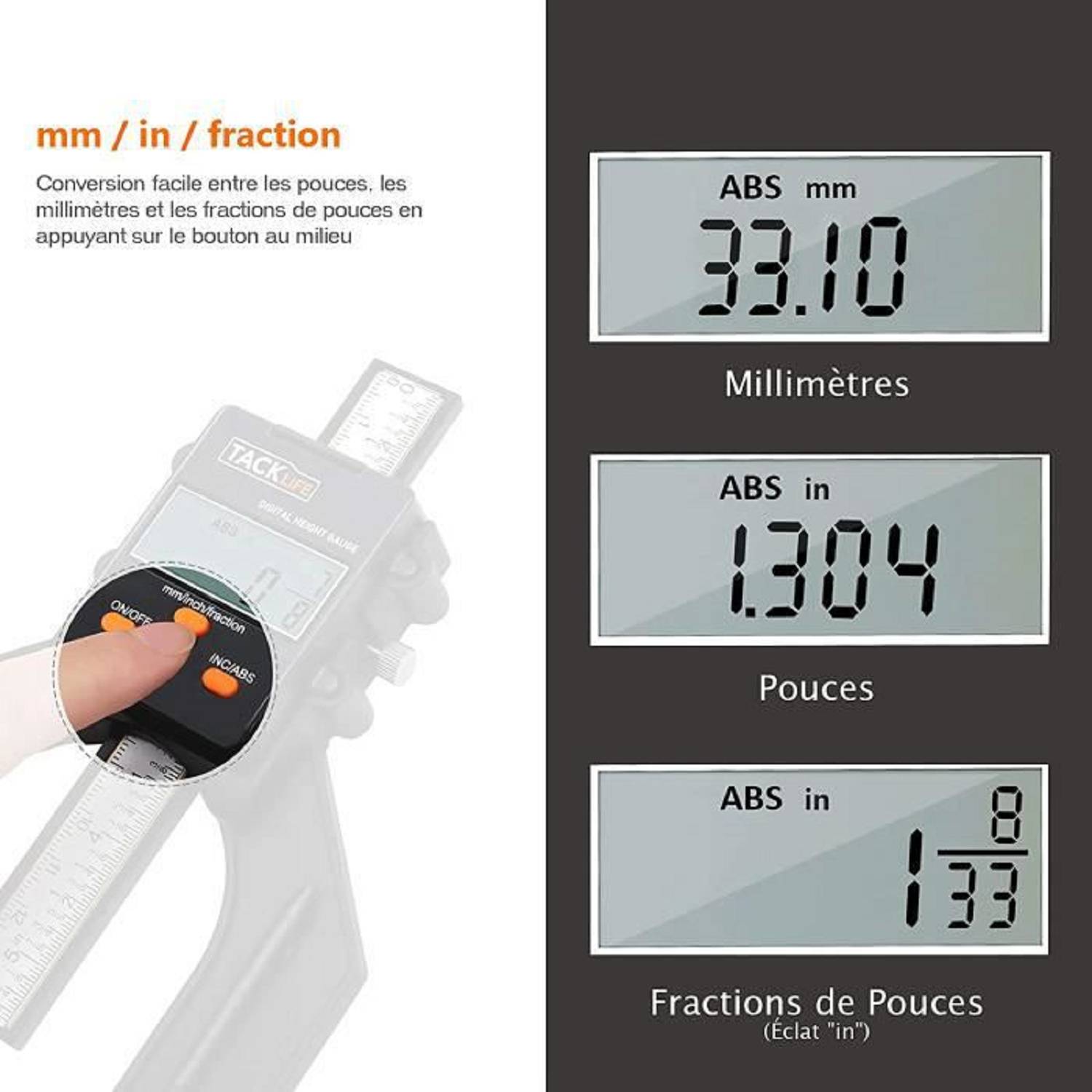 TACKLIFE MDG01, Digitaler Tiefenmesser, 80 mm Tiefenmesser, Messwerkzeug mit LCD-Digitalanzeige für Zimmerei