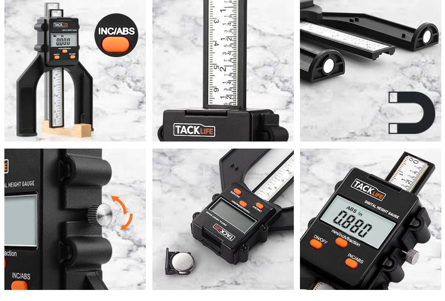 TACKLIFE MDG01, Digitaler Tiefenmesser, 80 mm Tiefenmesser, Messwerkzeug mit LCD-Digitalanzeige für Zimmerei