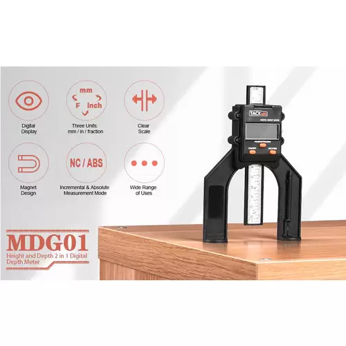 TACKLIFE MDG01, Digitaler Tiefenmesser, 80 mm Tiefenmesser, Messwerkzeug mit LCD-Digitalanzeige für Zimmerei TACKLIFE MDG01, Digitaler Tiefenmesser, 80 mm Tiefenmesser, Messwerkzeug mit LCD-Digitalanzeige für Zimmerei