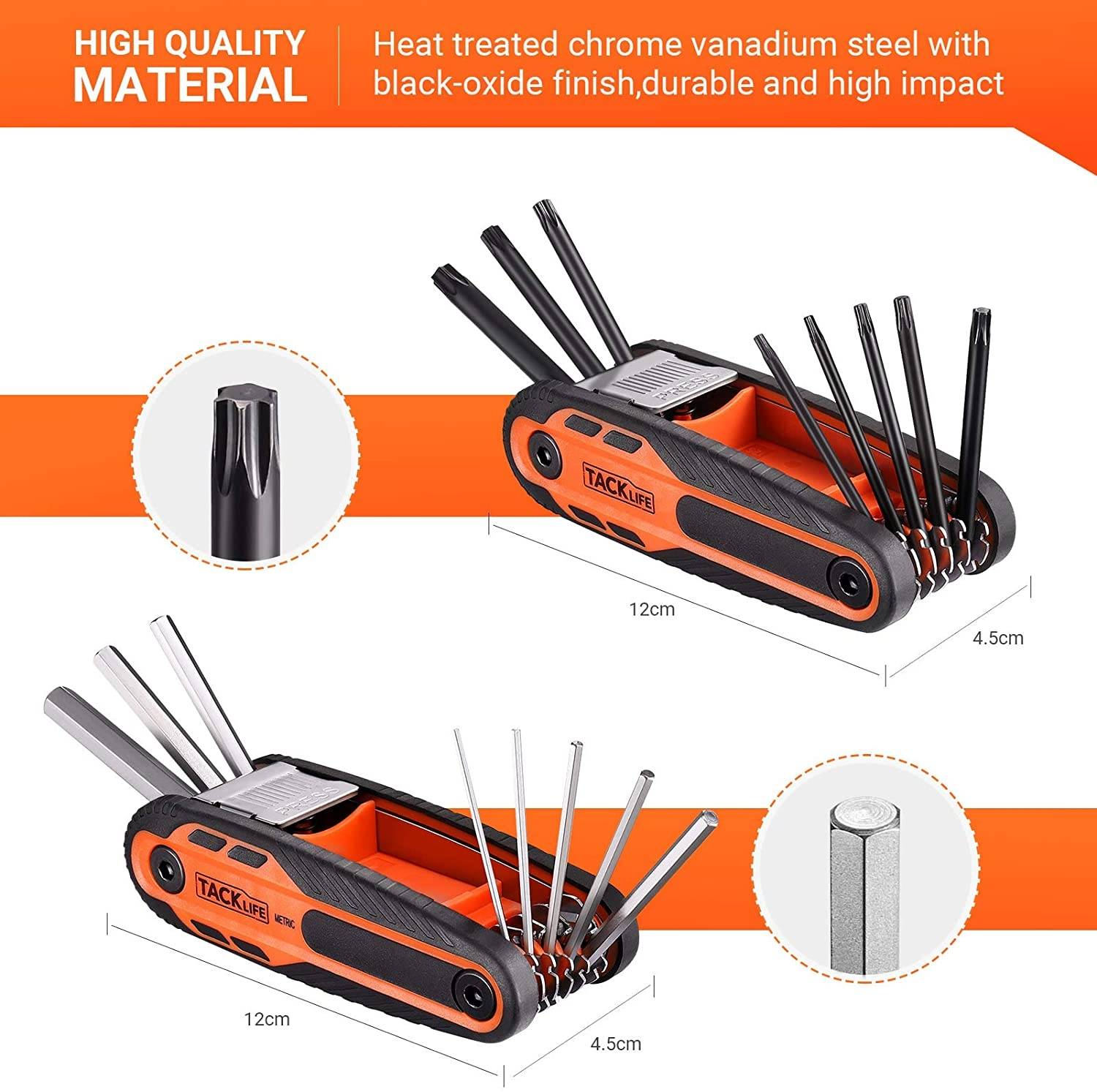 Tacklife HAK5B Inbus- und Torx Messer Innensechskantschlüssel in 16 Größen