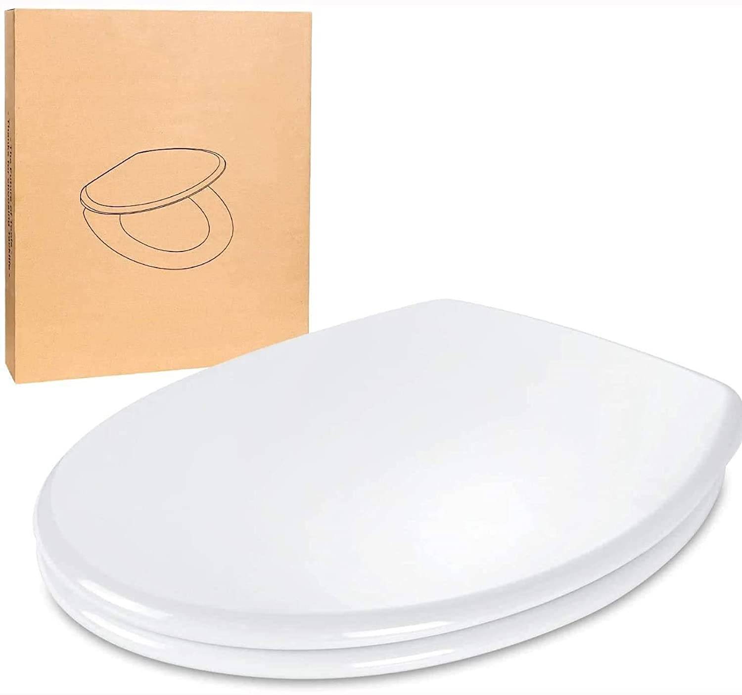 Klodeckel, O-Form WC Sitz, mit 4 Sitzdämpfer, Absenkautomatik und Quick-Realse Funktion, Toilettendeckel für Einfache Montage und Reinigung, Klobril