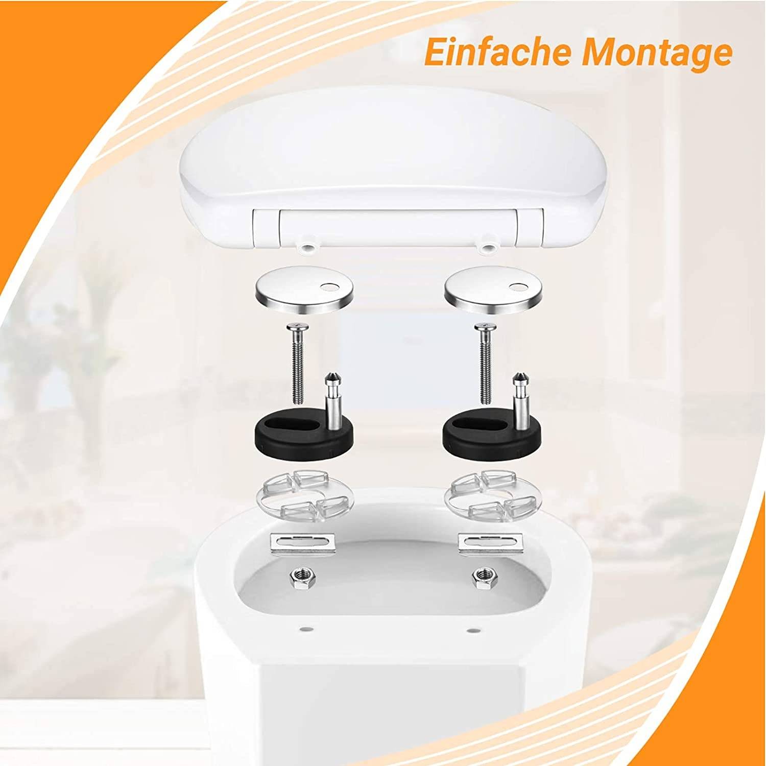 Klodeckel, O-Form WC Sitz, mit 4 Sitzdämpfer, Absenkautomatik und Quick-Realse Funktion, Toilettendeckel für Einfache Montage und Reinigung, Klobril