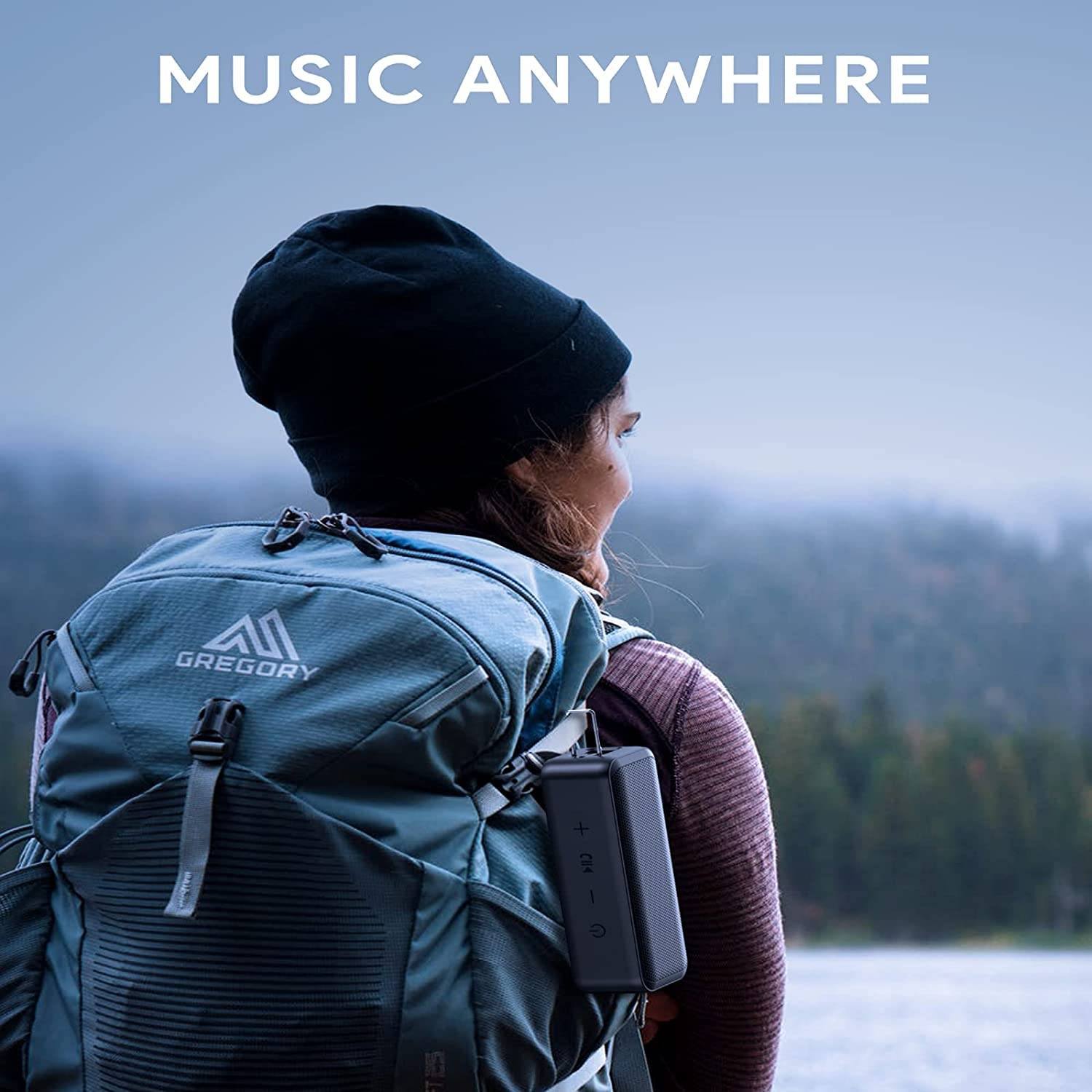 Aukey SK-A2BLU, blaue Farbe, tragbarer Bluetooth Lautsprecher, kabelloser Lautsprecher mit kraftvollem Stereo Sound und tiefem Bass, TWS Pairing