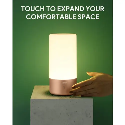 AUKEY LT-T6, LED Nachttischlampe, Berührungssteuerung Tischleuchte 360°, Dimmbar Touch-Tischlampe, RGB Atmosphärenlampe, 3 Helligkeitsstufen, Stimm AUKEY LT-T6, LED Nachttischlampe, Berührungssteuerung Tischleuchte 360°, Dimmbar Touch-Tischlampe, RGB Atmosphärenlampe, 3 Helligkeitsstufen, Stimm