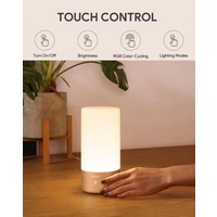 AUKEY LT-T6, LED Nachttischlampe, Berührungssteuerung Tischleuchte 360°, Dimmbar Touch-Tischlampe, RGB Atmosphärenlampe, 3 Helligkeitsstufen, Stimm AUKEY LT-T6, LED Nachttischlampe, Berührungssteuerung Tischleuchte 360°, Dimmbar Touch-Tischlampe, RGB Atmosphärenlampe, 3 Helligkeitsstufen, Stimm