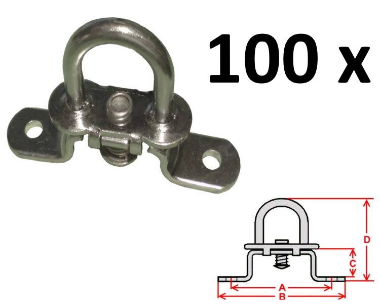 Drehverschluss - Set 100 Stück - für Ovalösen - verzinkt - 42x22mm - Hoch