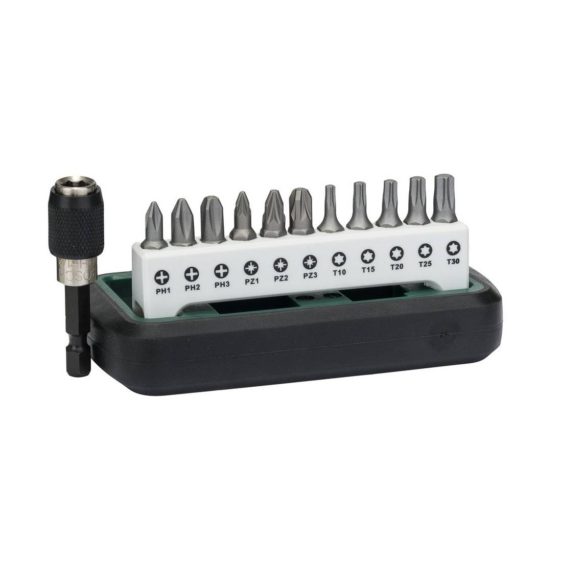 Bosch DIY 12tlg.Kompakt Bitset 5x Torx, 6x Kreuzschlitz, 1 Magnethalter, schwarz/silber (1 Set)