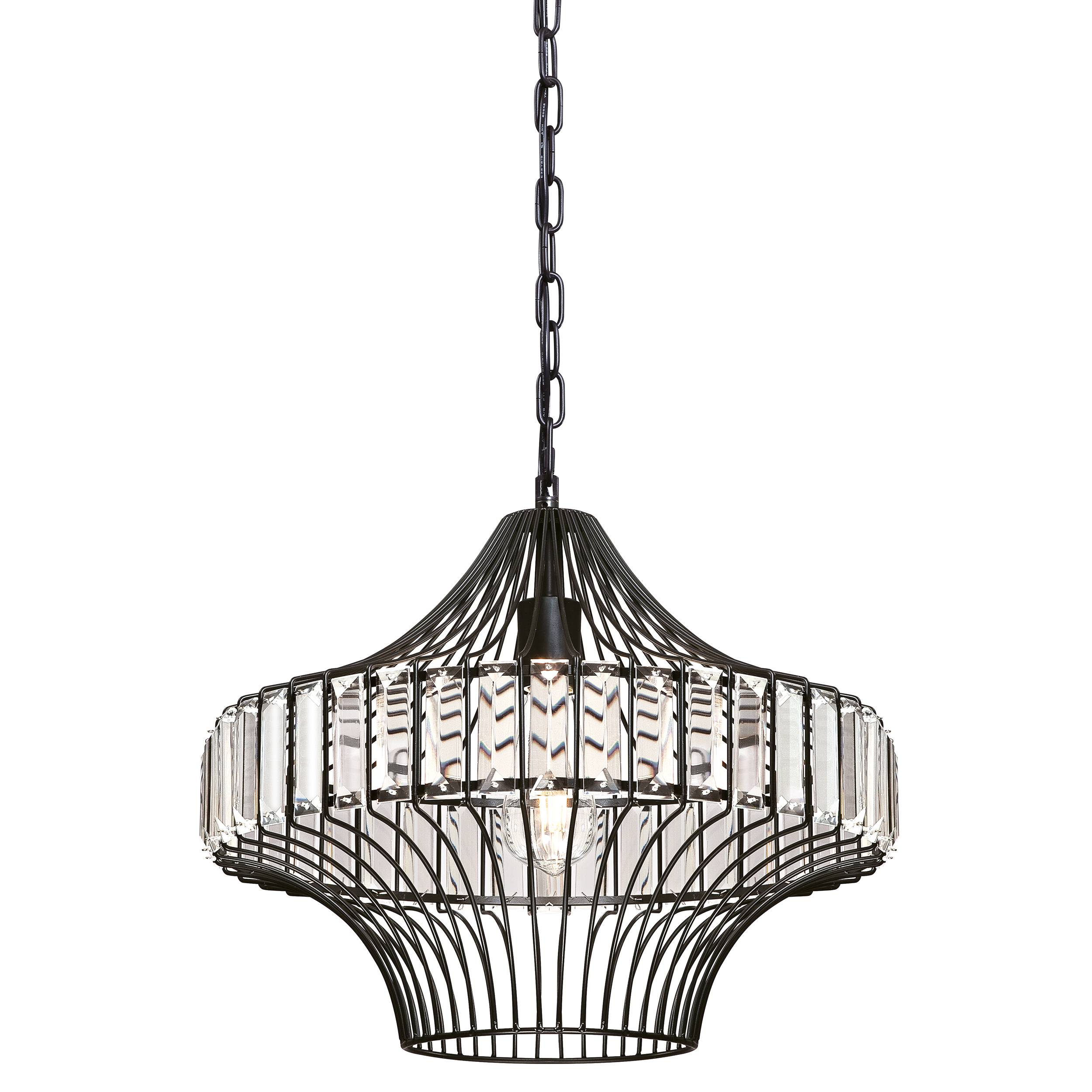 Pendelleuchte Kristallglas Schwarz mit 1 Lampe