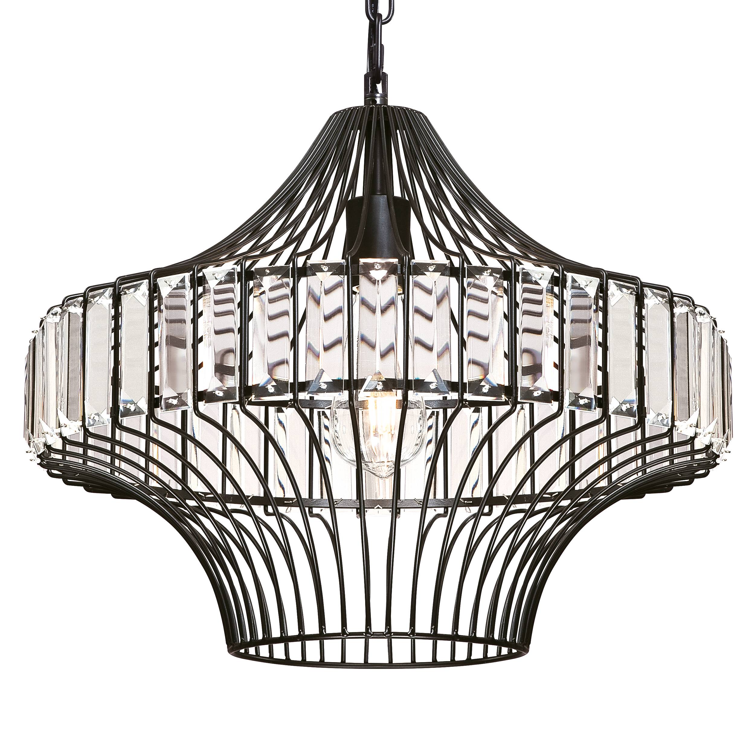 Pendelleuchte Kristallglas Schwarz mit 1 Lampe