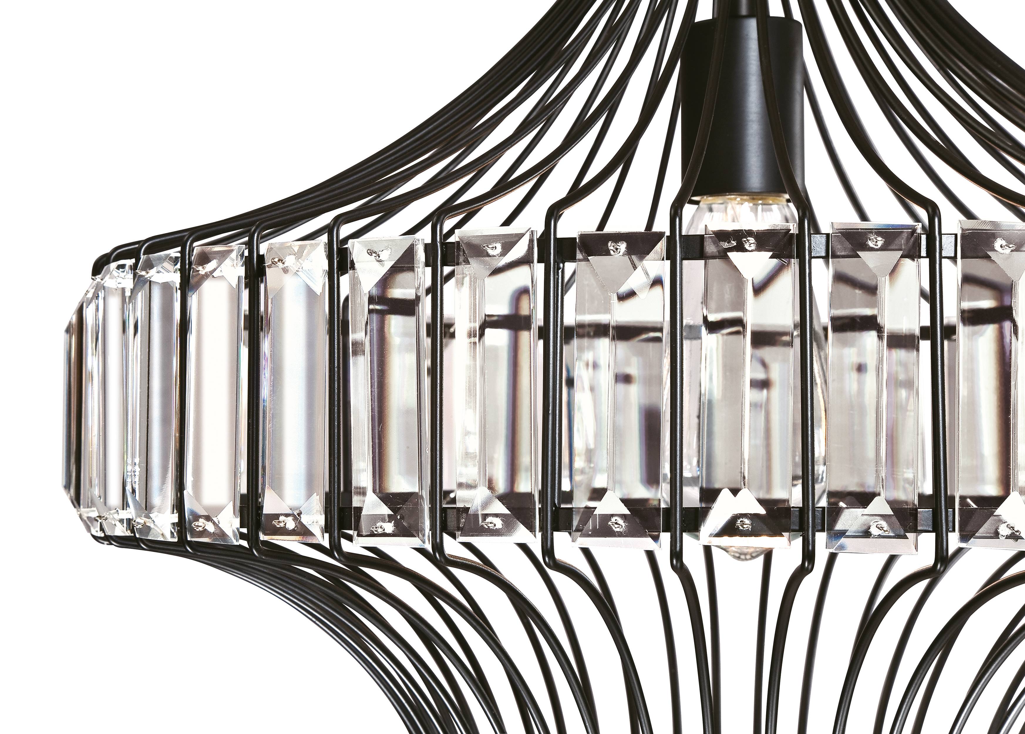 Pendelleuchte Kristallglas Schwarz mit 1 Lampe