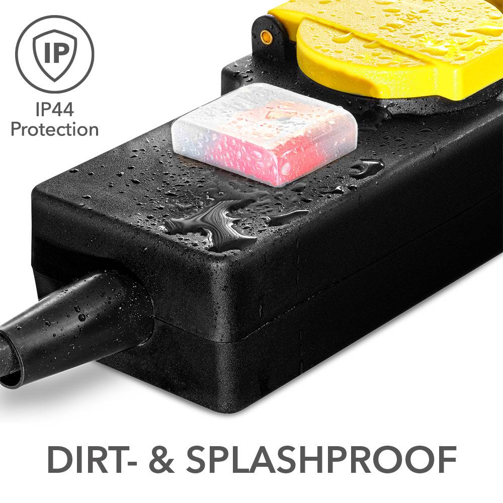 TROTEC Steckdosenleiste mit selbstschließender Schutzklappe PVP6 Mehrfachstecker Multistecker Maximalleistung von 3.500 Watt Langes 2 m Kabel