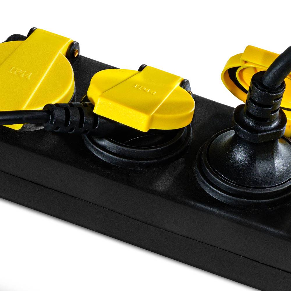 TROTEC Steckdosenleiste mit selbstschließender Schutzklappe PVP6 Mehrfachstecker Multistecker Maximalleistung von 3.500 Watt Langes 2 m Kabel