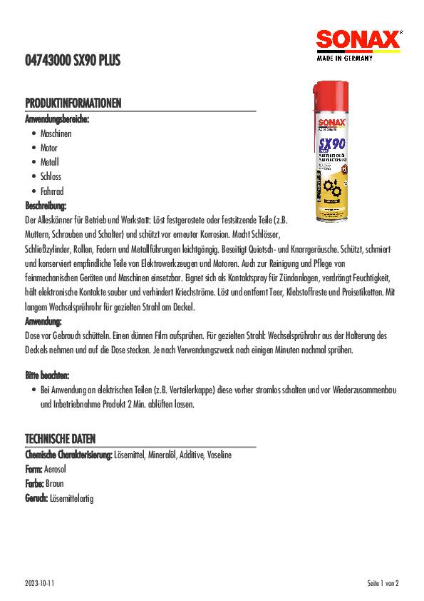 Multifunktionsspray SX90 Plus 400ml Spraydose SONAX 6 Dosen