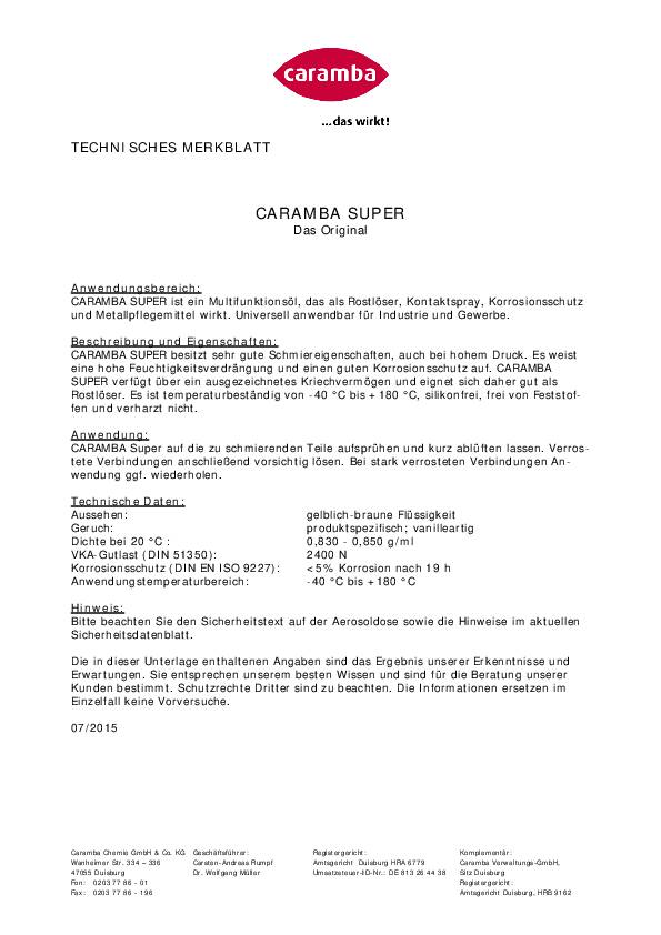 Multifunktionsöl Super 500ml Spraydose Duo-Spray CARAMBA 6 Dosen