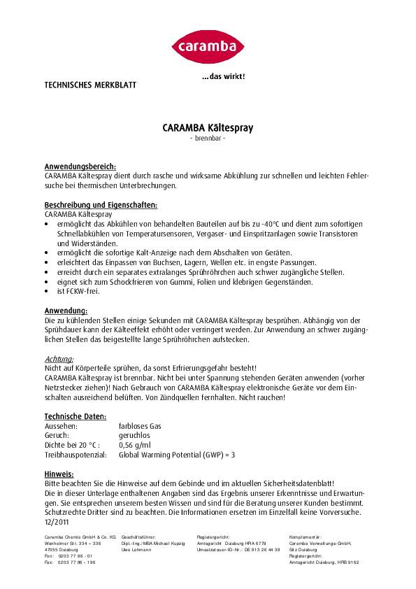 Intensivkältespray 500 ml farblos b.zu -40GradC Spraydose CARAMBA 6 Dosen