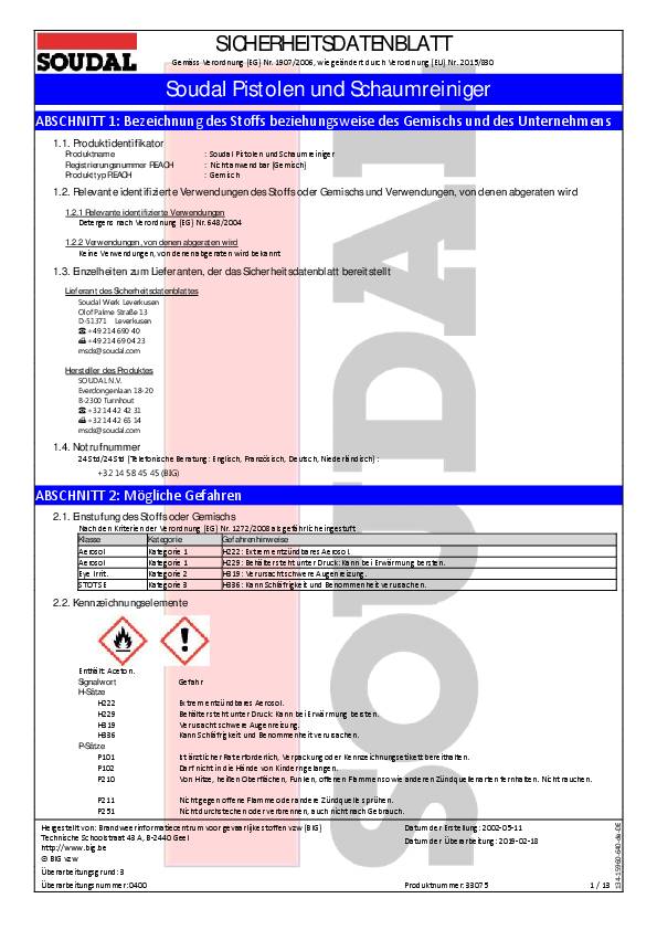 Pistolenreiniger 500 ml Dose SOUDAL 12 Dosen