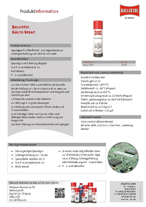 Kältespray 300 ml b.max.-52GradC Spraydose BALLISTOL 6 Dosen
